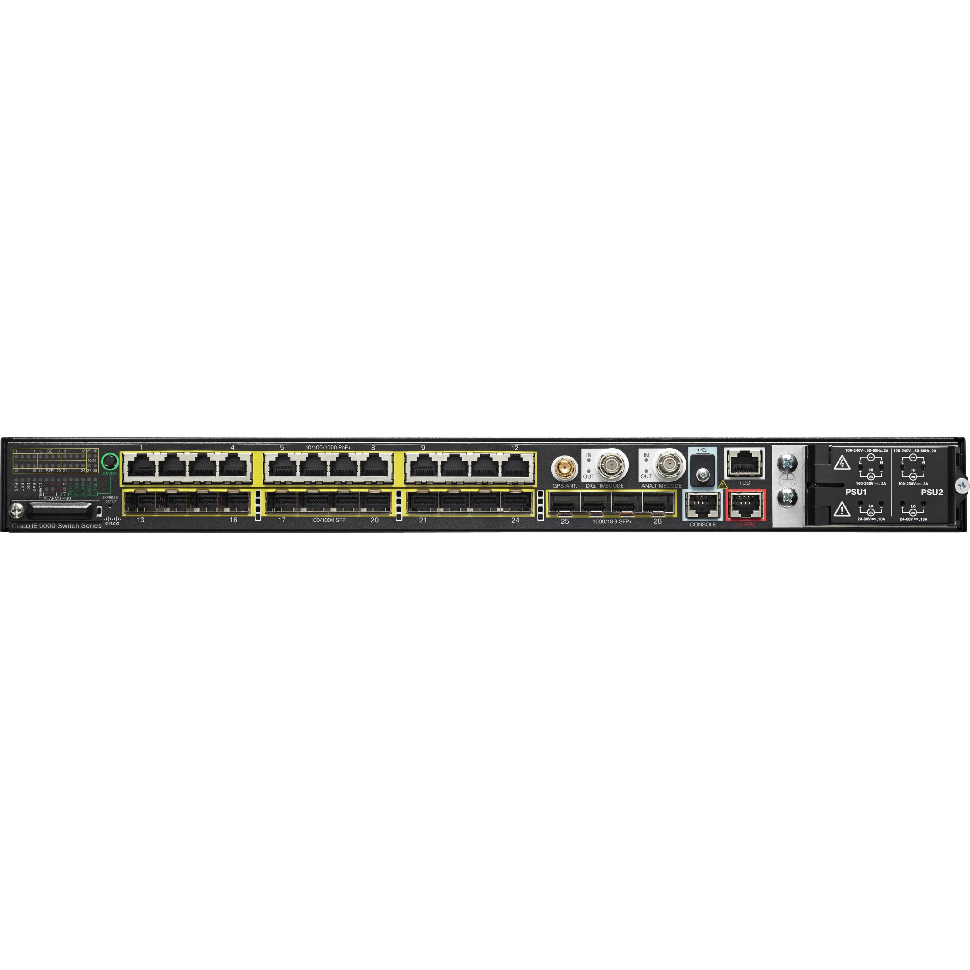 Cisco IE-5000-12S12P-10G Ethernet Switch - 12 Ports - Manageable - Gigabit Ethernet, 10 Gigabit Ethernet - 10/100/1000Base-TX, 1000Base-X, 10GBase-X - 3 Layer Supported - 12 SFP Slots - Twisted Pair, 