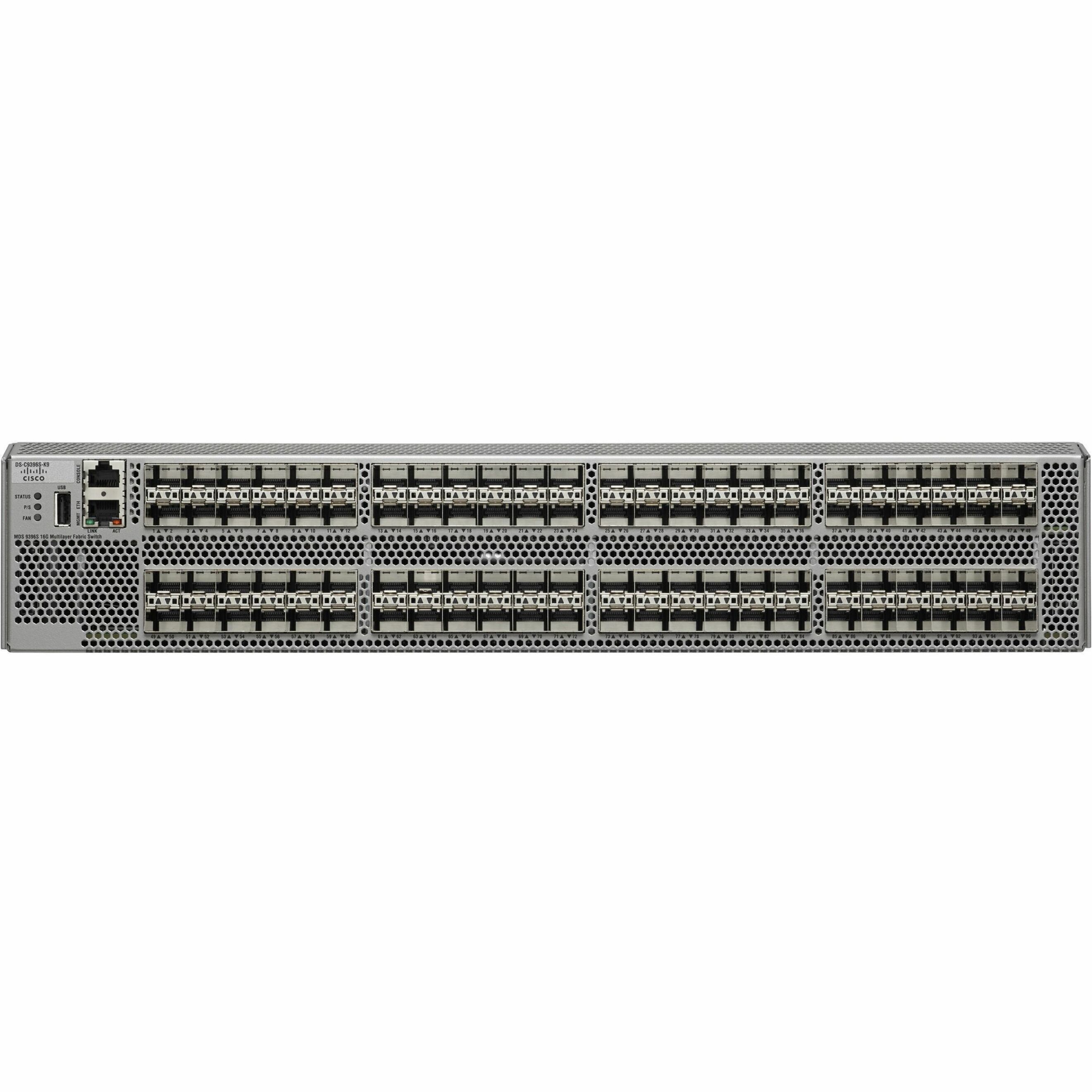 Cisco MDS 9396S 16G Multilayer Fabric Switch - 96 Ports - 16 Gbit/s - 96 Fiber Channel Ports - Gigabit Ethernet - 48 x Total Expansion Slots - SFP - Manageable - Rack-mountable - 2U - Redundant Power 