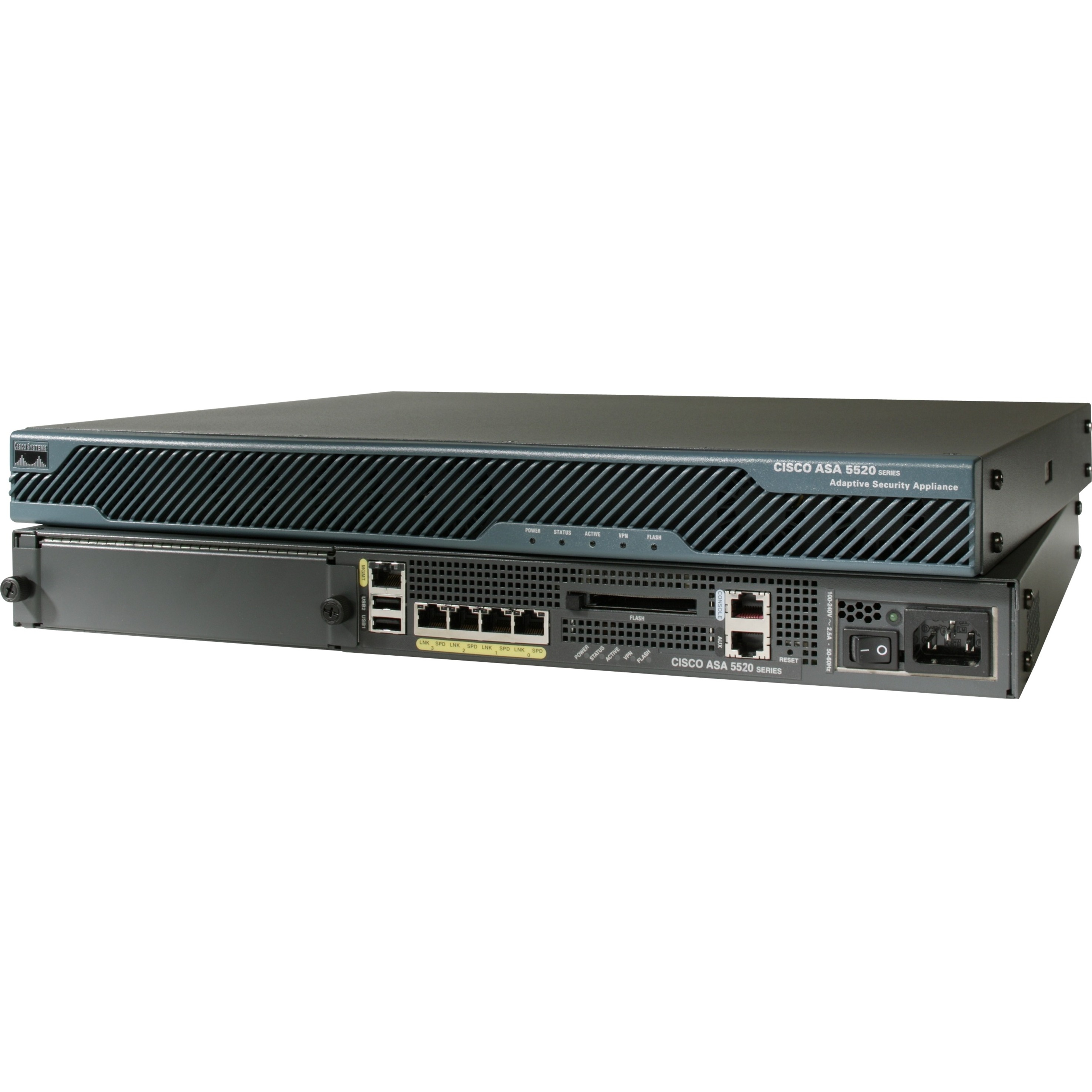 Cisco 5520 Adaptive Security Appliance - 5 Port - 10/100/1000Base-T, 10/100Base-TX - Fast Ethernet - 2 Total Expansion Slots