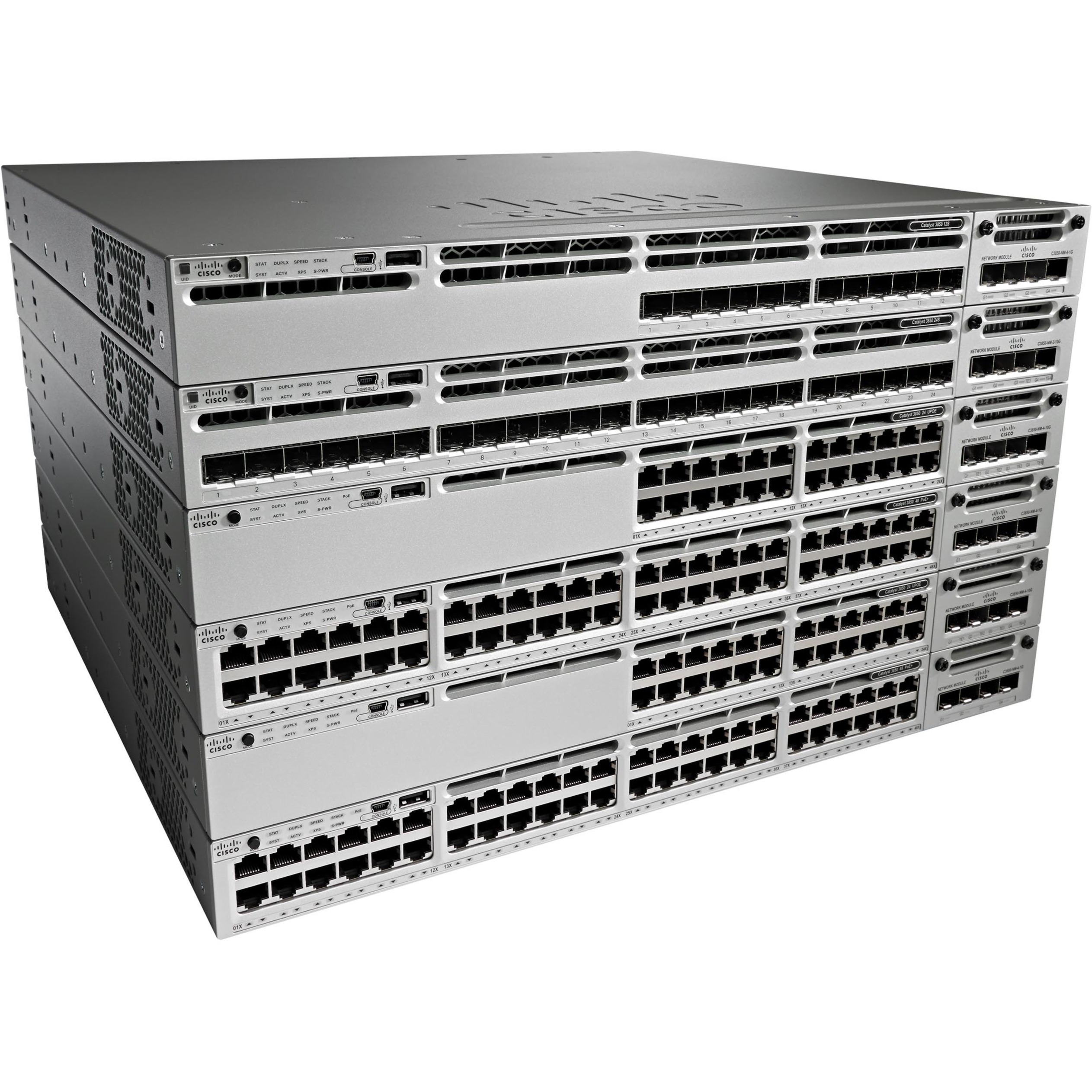 Cisco Catalyst WS-C3850-48P Layer 3 Switch - 48 Ports - Manageable - Gigabit Ethernet - 10/100/1000Base-TX - 3 Layer Supported - Twisted Pair - 1U - Standalone, Rack-mountable - Lifetime Limited Warra