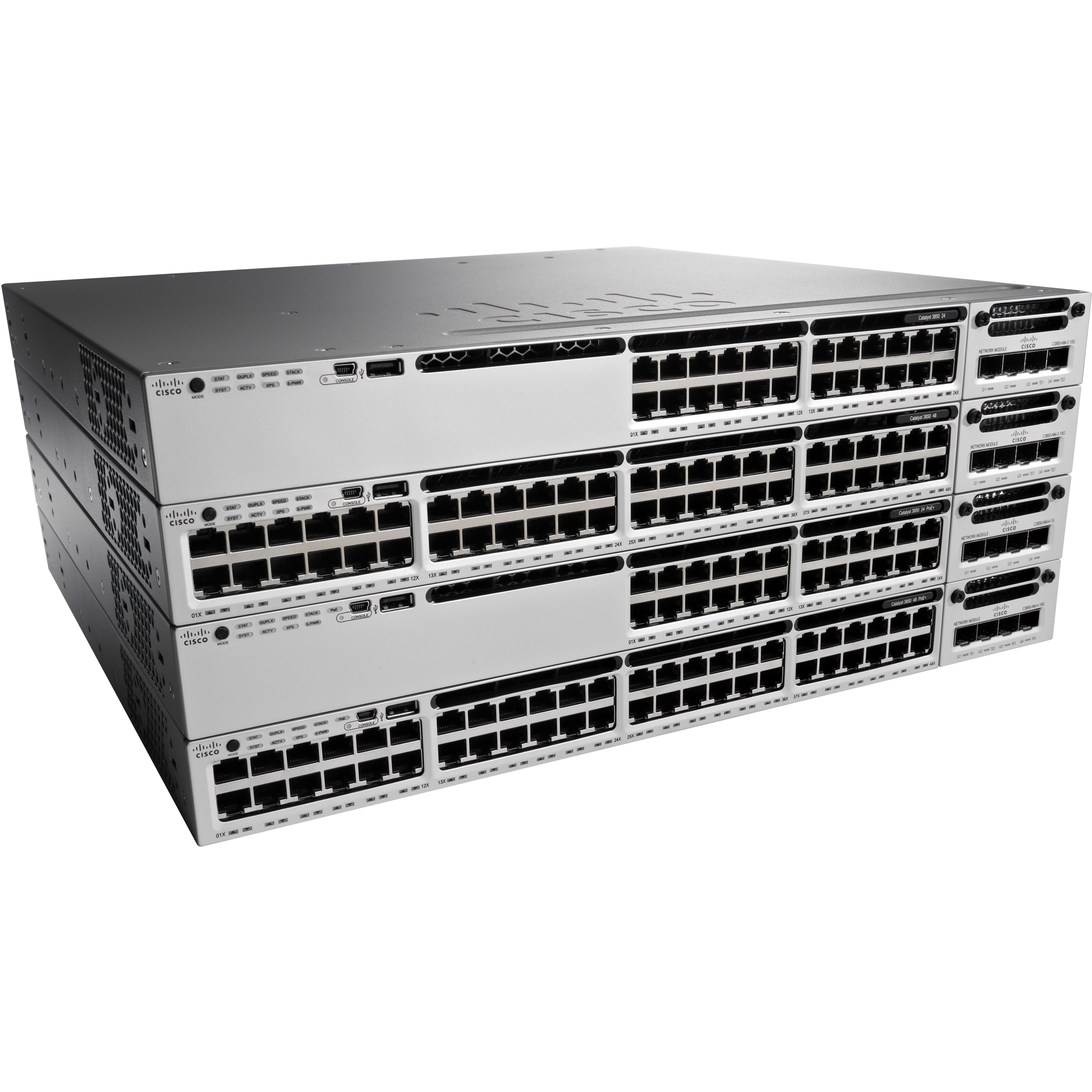 Cisco Catalyst WS-C3850-48U Layer 3 Switch - 48 Ports - Manageable - Gigabit Ethernet - 10/100/1000Base-TX - 3 Layer Supported - Twisted Pair - 1U - Desktop, Rack-mountable - Lifetime Limited Warranty