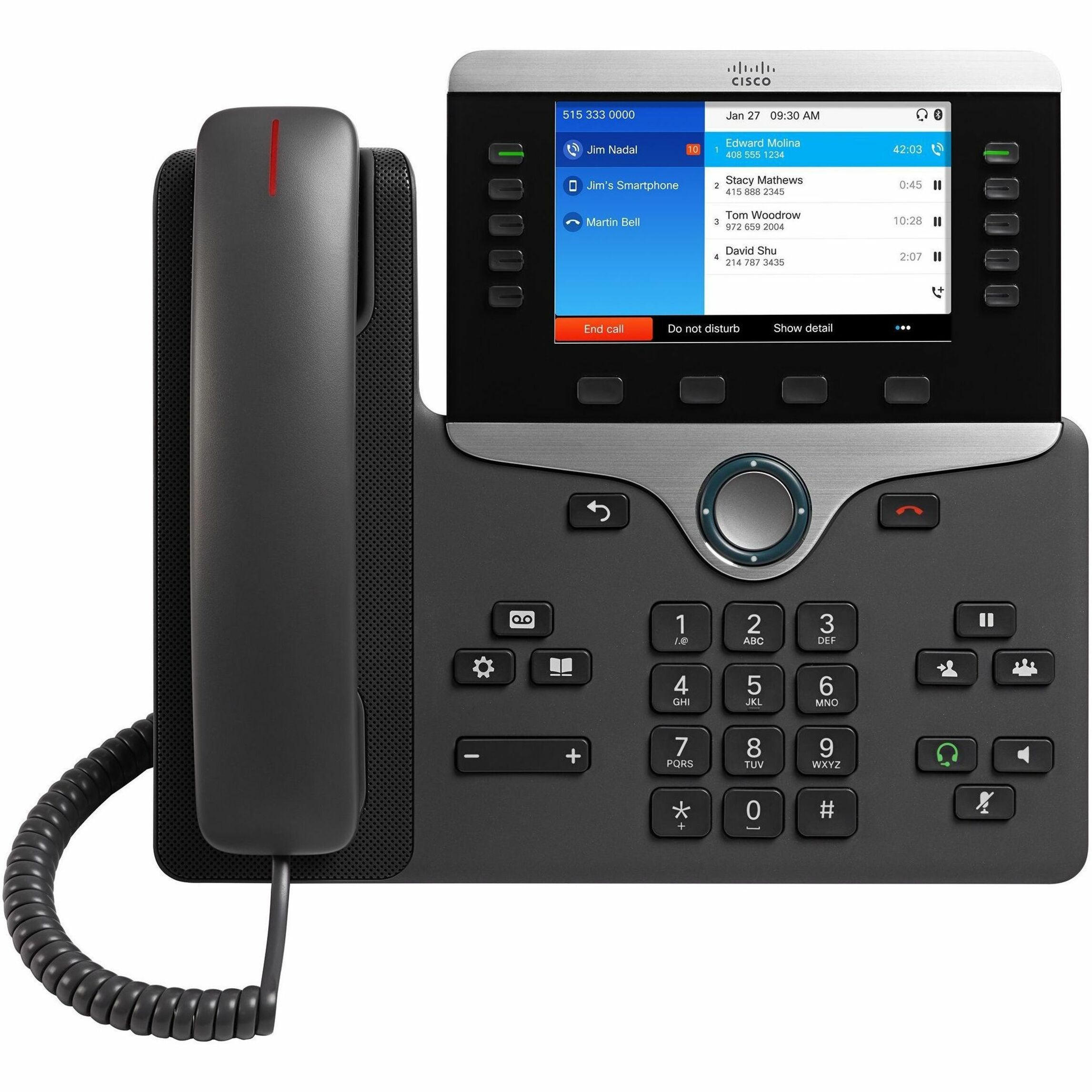 Cisco 8851NR IP Phone - Corded - Corded - Wall Mountable - Charcoal - VoIP - 2 x Network (RJ-45) - PoE Ports