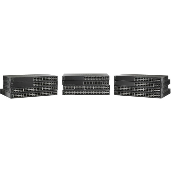 Cisco SF500-24 Ethernet Switch - 24 Ports - Manageable - Fast Ethernet, Gigabit Ethernet - 10/100Base-TX, 10/100/1000Base-T, 1000Base-X - Refurbished - 2 Layer Supported - Modular - 4 SFP Slots - Twis
