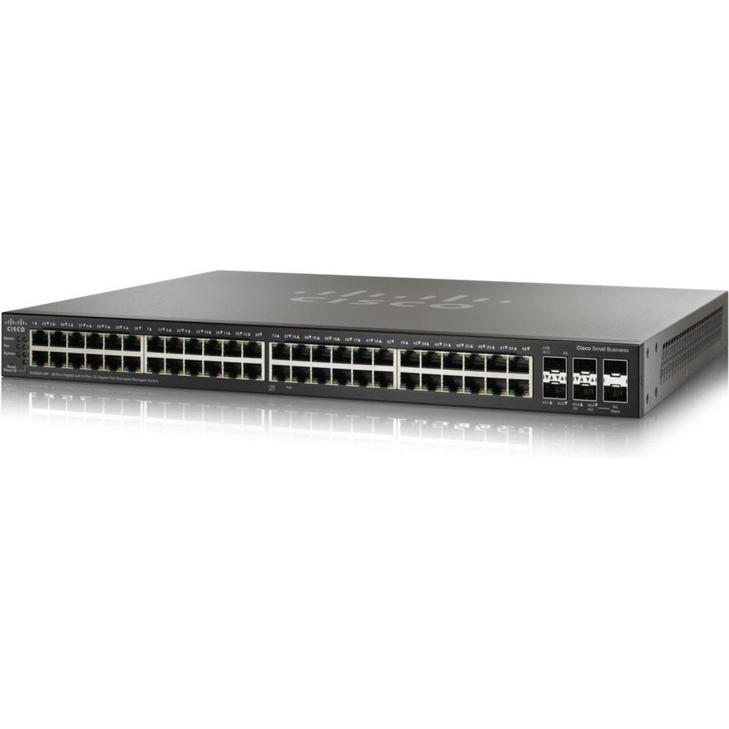 Cisco SF500-48P Ethernet Switch - 48 Ports - Manageable - Fast Ethernet, Gigabit Ethernet - 10/100Base-TX, 10/100/1000Base-T, 1000Base-X - Refurbished - 2 Layer Supported - 4 SFP Slots - Twisted Pair,