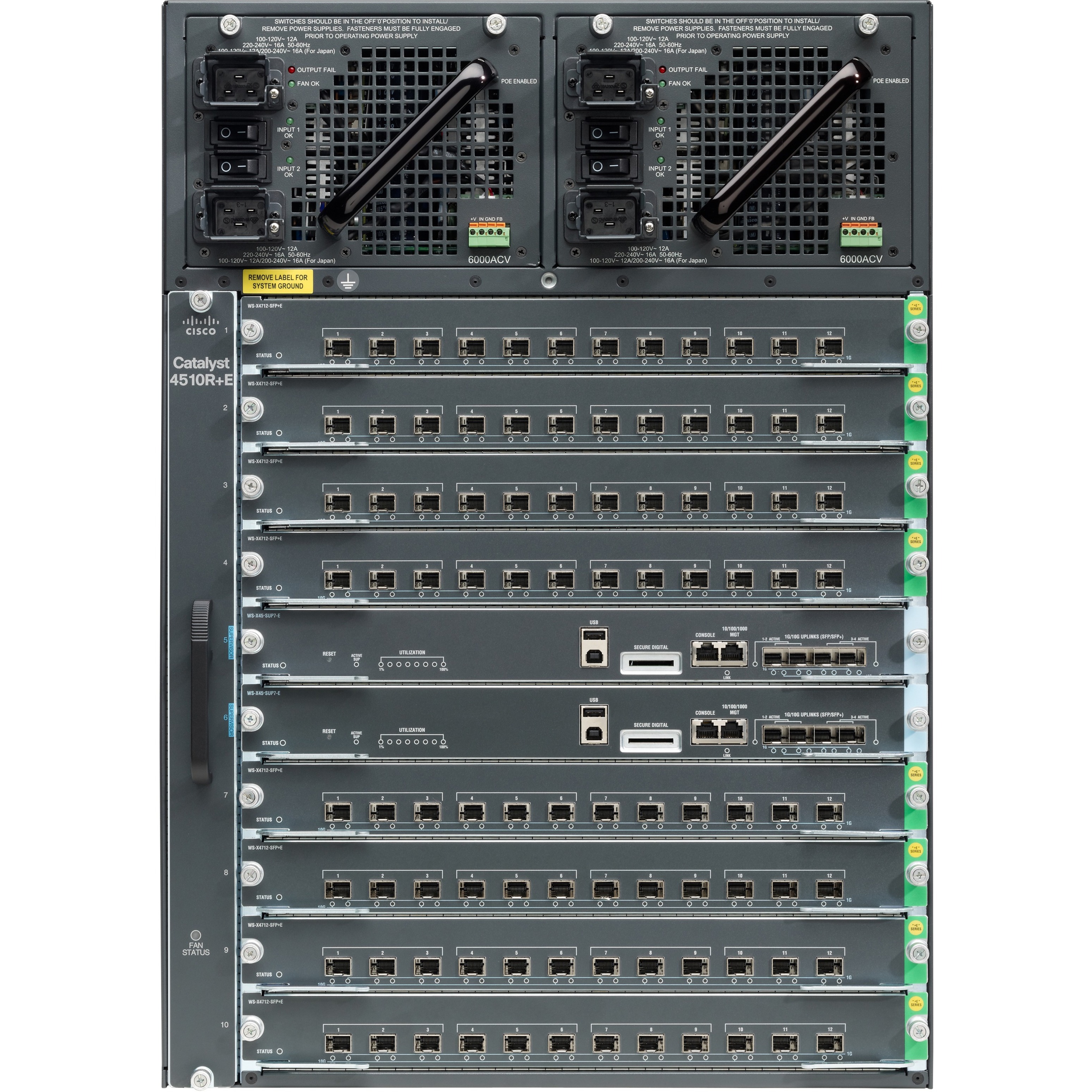 Cisco Catalyst C4510R+E Switch Chassis - Manageable - 3 Layer Supported - Modular - 14U - Rack-mountable - Lifetime Limited Warranty