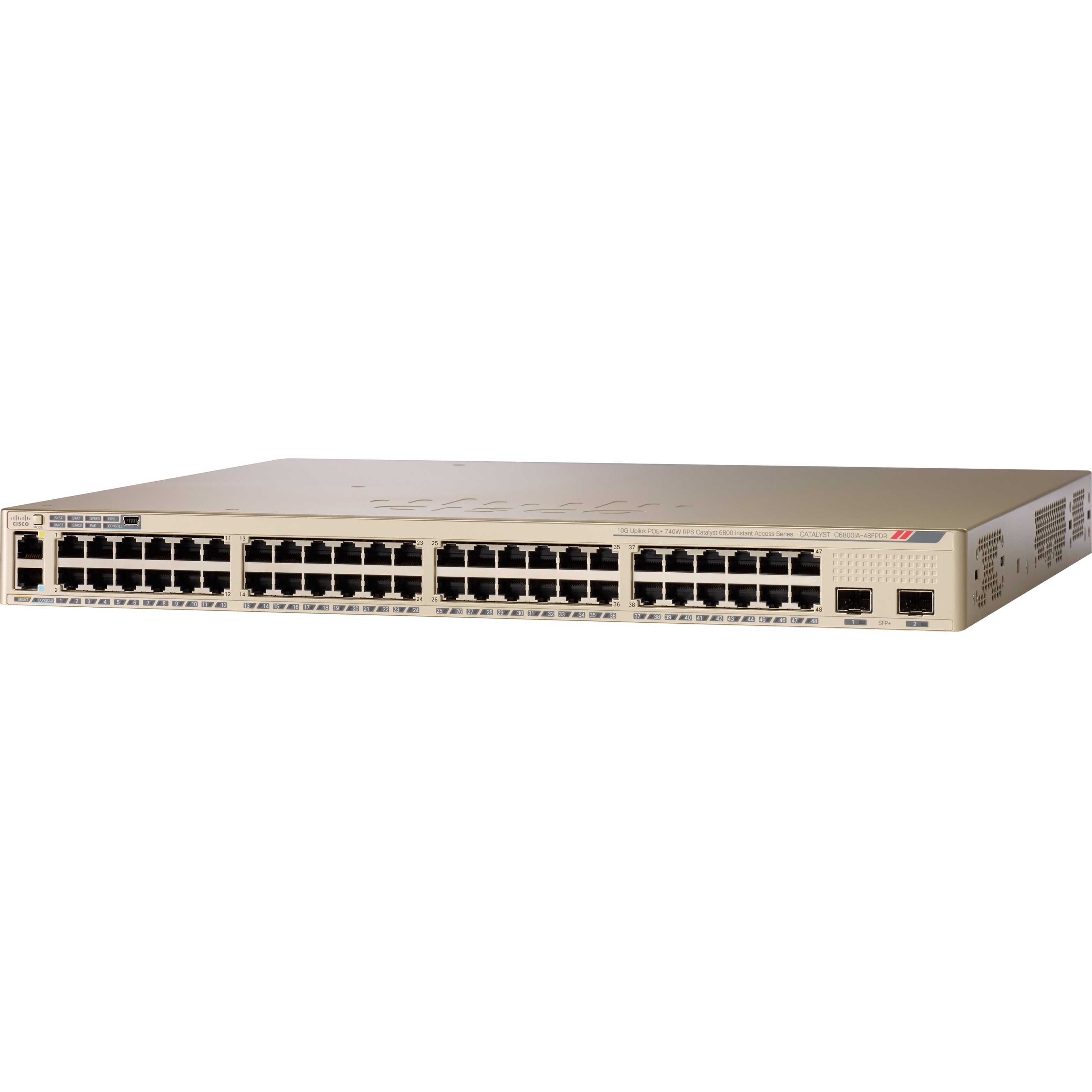 Cisco C6800IA Instant Access POE+ Switch with Redundant Power Supply - 48 Ports - Manageable - Gigabit Ethernet, 10 Gigabit Ethernet - 10/100/1000Base-T, 10GBase-X - Refurbished - 2 Layer Supported - 