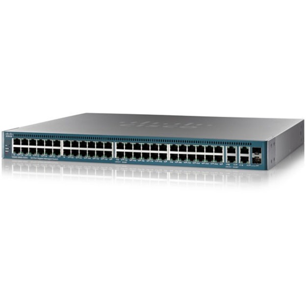 Cisco ESW2-350G-52DC 52-port Gigabit Managed Switch - 50 Ports - Manageable - Gigabit Ethernet - 1000Base-X, 10/100/1000Base-T - Refurbished - 3 Layer Supported - Modular - 2 SFP Slots - Optical Fiber