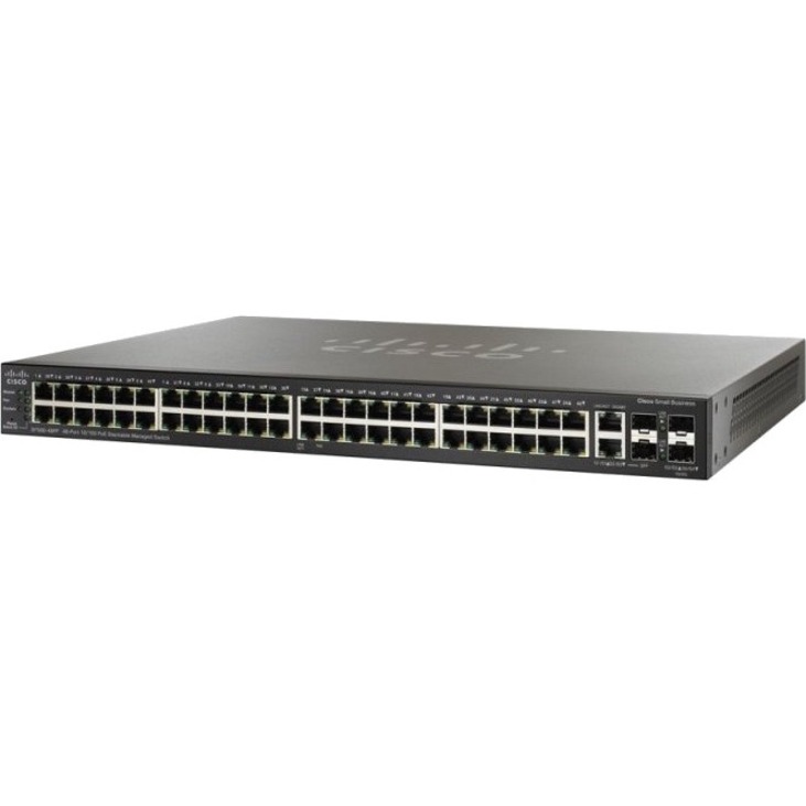 Cisco SF300-48PP 48-Port 10/100 PoE+ Managed Switch w/Gig Uplinks - 50 Ports - Manageable - Fast Ethernet, Gigabit Ethernet - 10/100Base-TX, 10/100/1000Base-T, 1000Base-X - Refurbished - 3 Layer Suppo