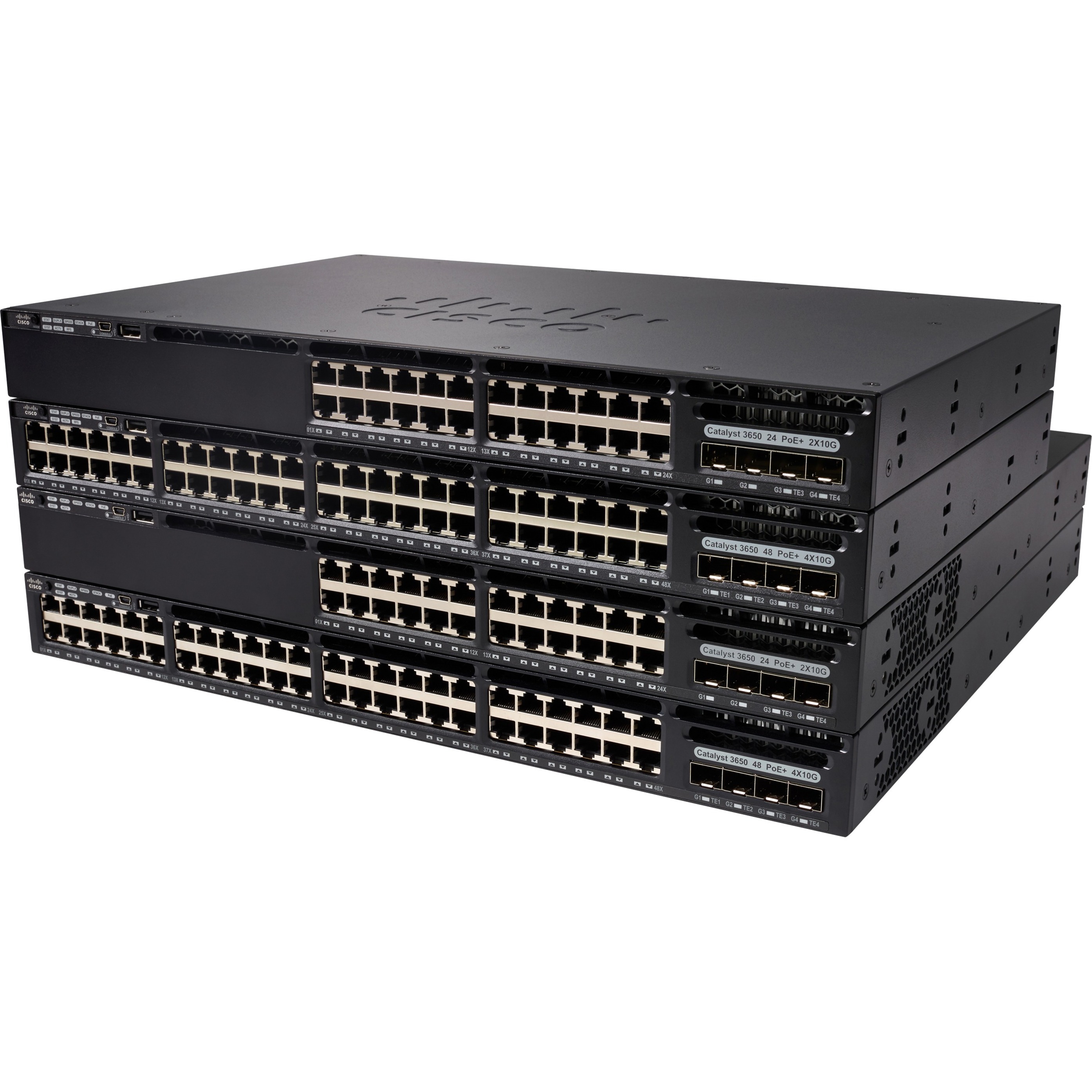 Cisco Catalyst 3650-48F Layer 3 Switch - 48 Ports - Manageable - Gigabit Ethernet - 10/100/1000Base-T - Refurbished - 4 Layer Supported - Modular - 4 SFP Slots - Twisted Pair - 1U - Rack-mountable, De