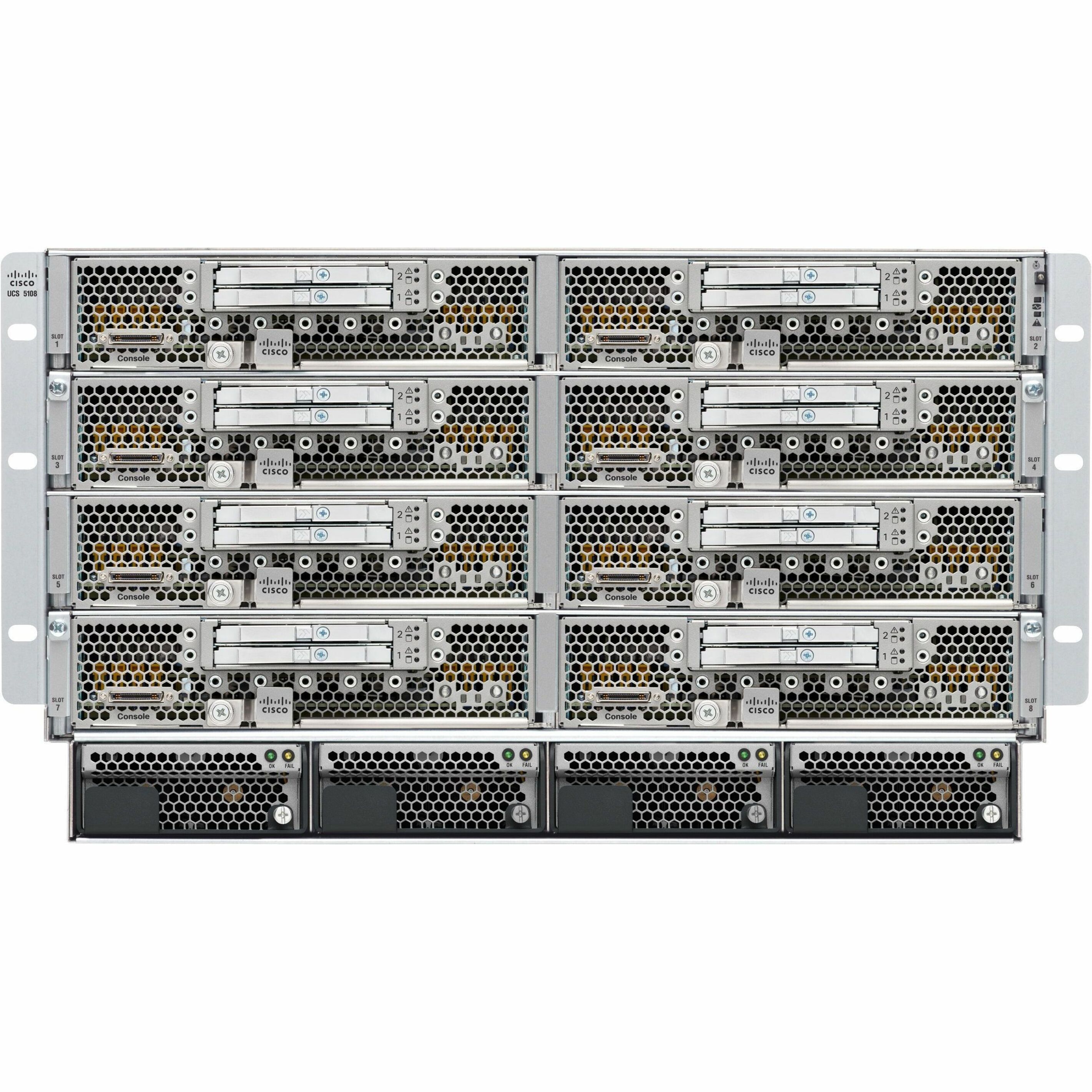 Cisco UCS 5108 Blade Server Chassis - Rack-mountable - 6U - 2500 W - 8 x Fan(s) Supported - 2x Slot(s) - Fan Cooler