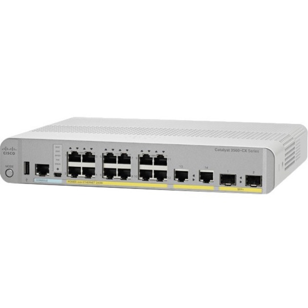 Cisco 3560CX-12TC-S Layer 3 Switch - 12 Ports - Manageable - Gigabit Ethernet - 10/100/1000Base-T, 1000Base-X - Refurbished - 3 Layer Supported - Modular - 2 SFP Slots - Twisted Pair, Optical Fiber - 