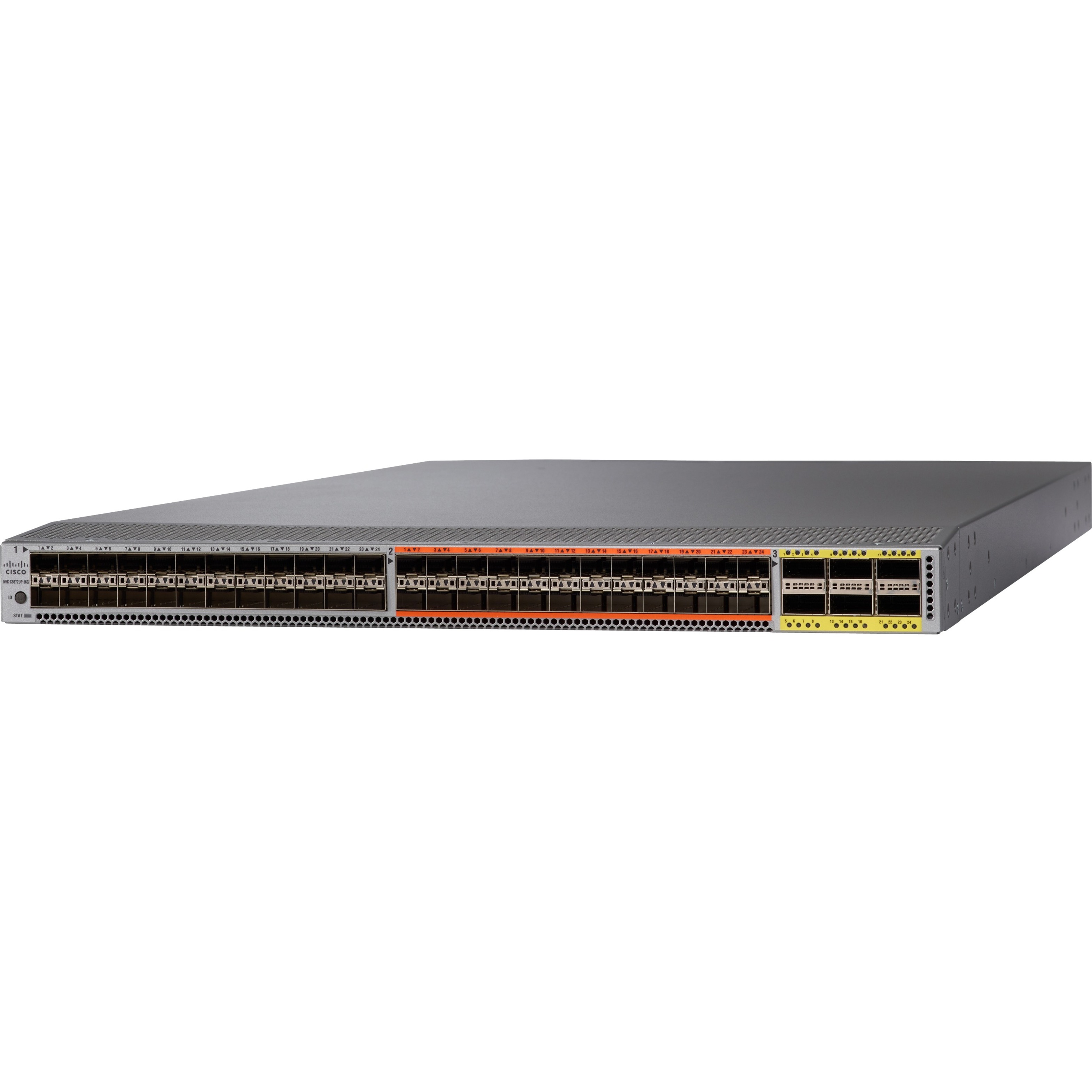 Cisco Nexus 5672UP-16G 1RU, 24p 10-Gbps SFP+, 24 Unified Ports, 6p 40G QSFP+ - Manageable - 10 Gigabit Ethernet, 40 Gigabit Ethernet - 10GBase-X, 40GBase-X - 3 Layer Supported - Modular - Optical Fibe