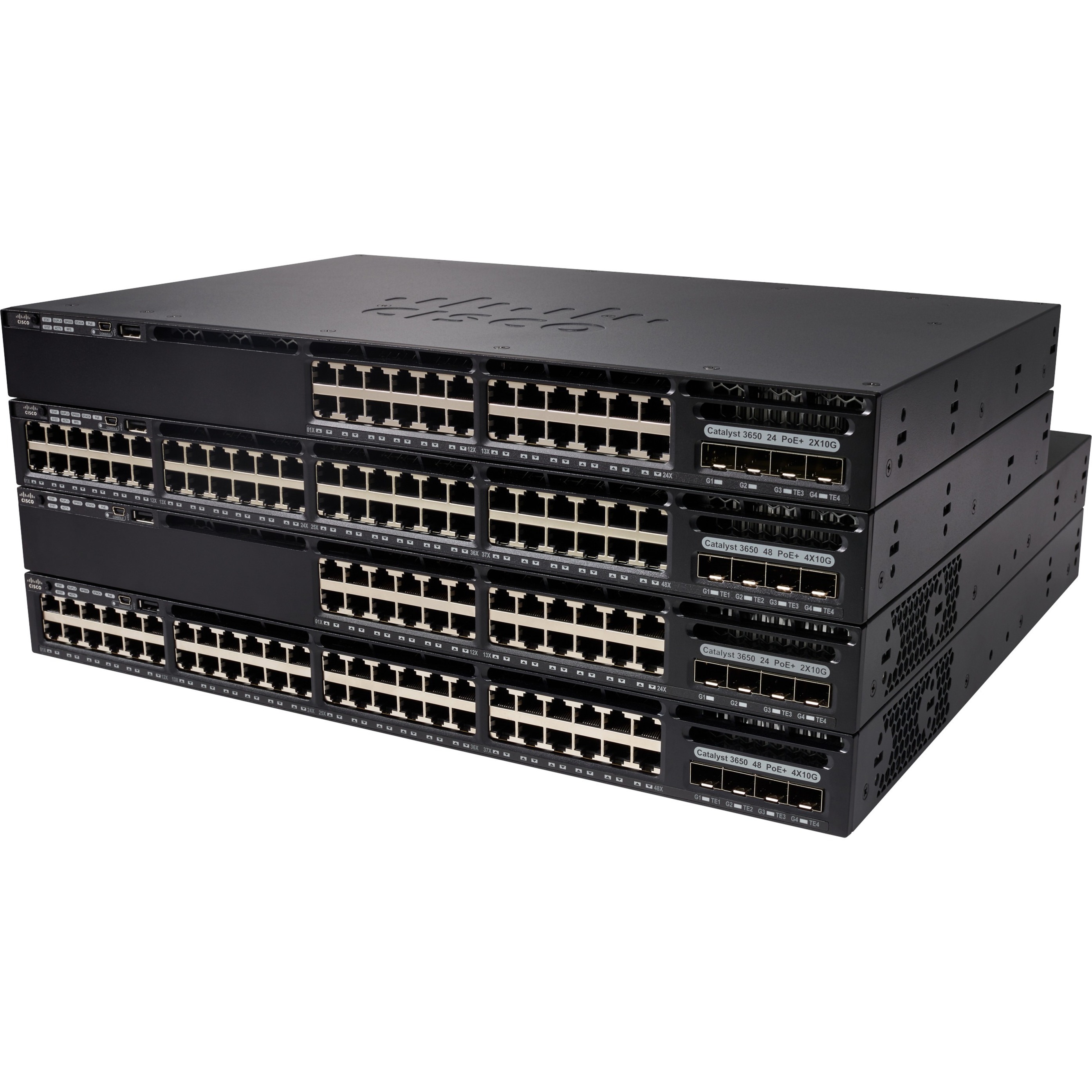 Cisco Catalyst 3650-48F Layer 3 Switch - 48 Ports - Manageable - Gigabit Ethernet - 10/100/1000Base-T, 1000Base-X - 4 Layer Supported - Modular - 4 SFP Slots - Twisted Pair, Optical Fiber - 1U - Rack-