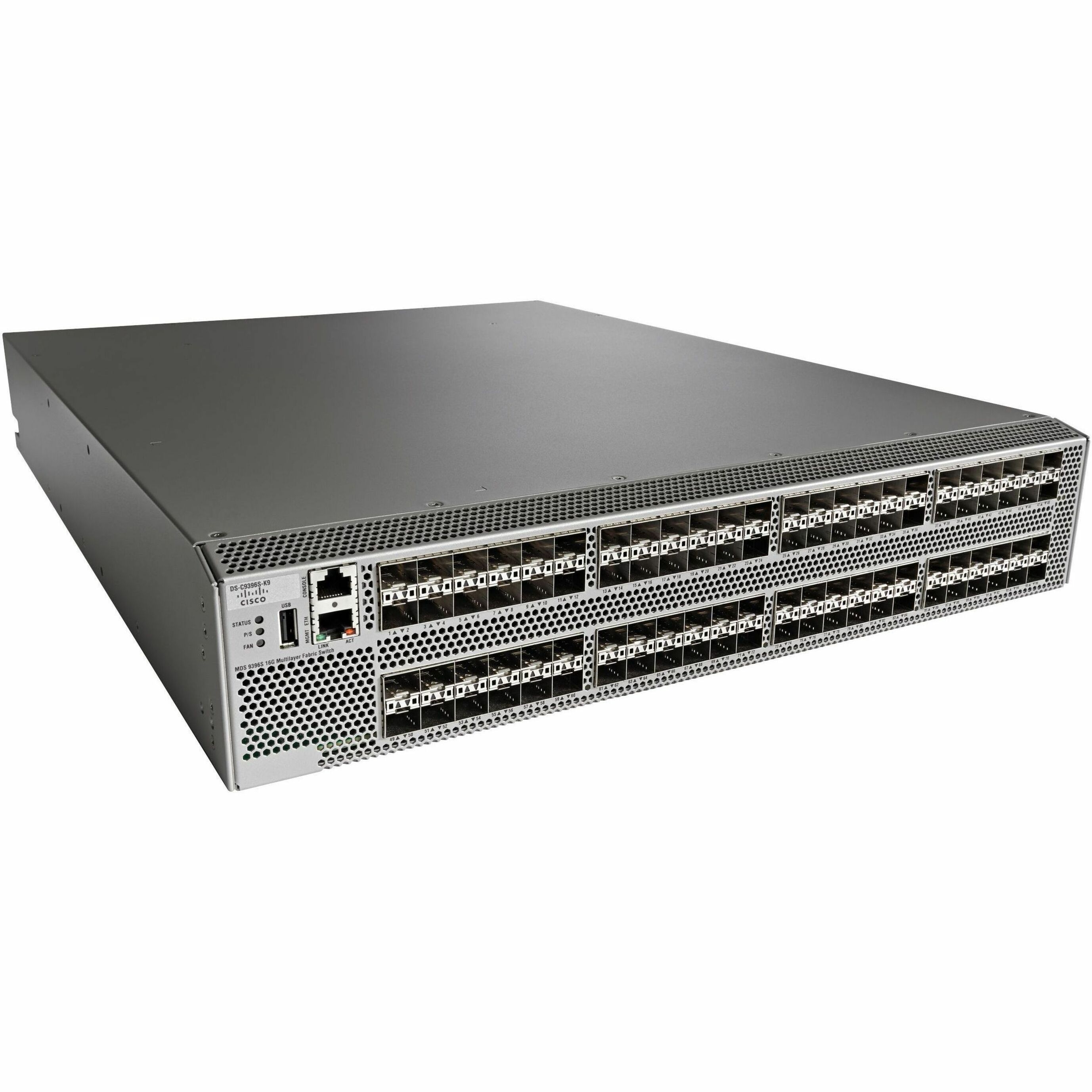 Cisco MDS 9396S Fibre Channel Switch - 96 Ports - 16 Gbit/s - 96 Fiber Channel Ports - 16 Gigabit Ethernet - Manageable - Rack-mountable - 2U - Redundant Power Supply - 1 Year