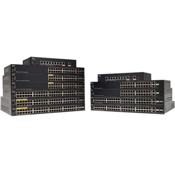 Cisco SG350-10MP 10-Port Gigabit PoE Managed Switch - 10 Ports - Manageable - Gigabit Ethernet - 10/100/1000Base-TX, 1000Base-X - 3 Layer Supported - Modular - 2 SFP Slots - Optical Fiber, Twisted Pai