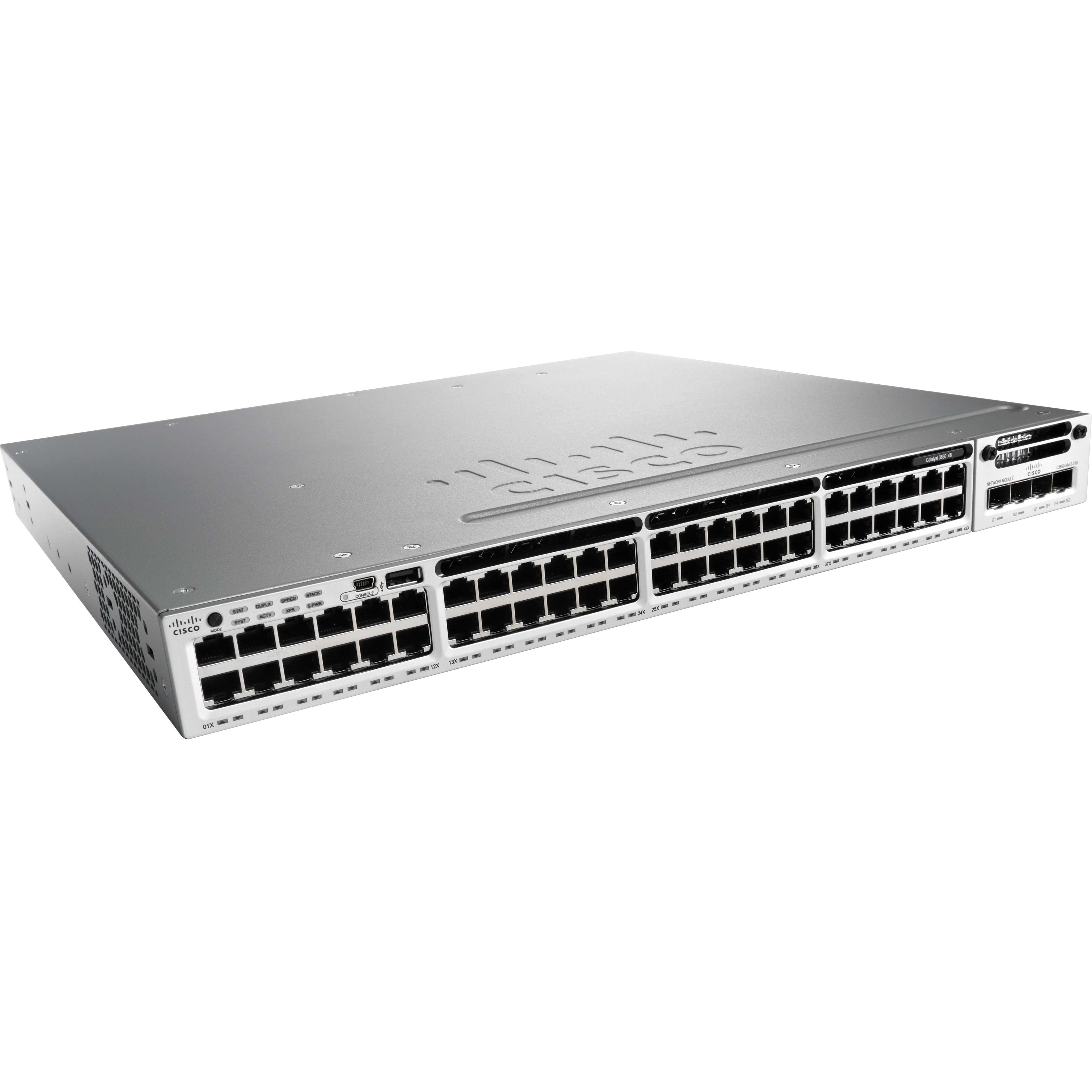 Cisco Catalyst 3850-48U Layer 3 Switch - 48 Ports - Manageable - Gigabit Ethernet - 10/100/1000Base-T - Refurbished - 3 Layer Supported - Twisted Pair - 1U - Rack-mountable