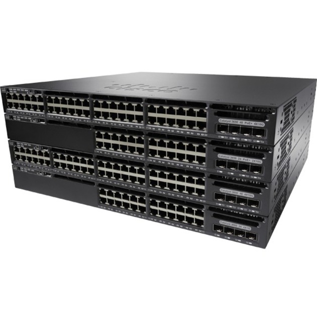 Cisco Catalyst 3650-12X48UR-L Ethernet Switch - 48 Ports - Manageable - 10 Gigabit Ethernet, Gigabit Ethernet - 10/100/1000Base-TX, 10GBase-X, 10GBase-T - 3 Layer Supported - Modular - Optical Fiber, 