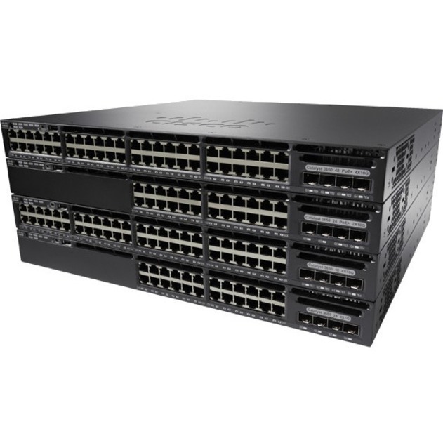 Cisco Catalyst 3650-48T Ethernet Switch - 48 Ports - Manageable - 10 Gigabit Ethernet, Gigabit Ethernet - 10/100/1000Base-T, 10GBase-X - Refurbished - 2 Layer Supported - Modular - Twisted Pair, Optic