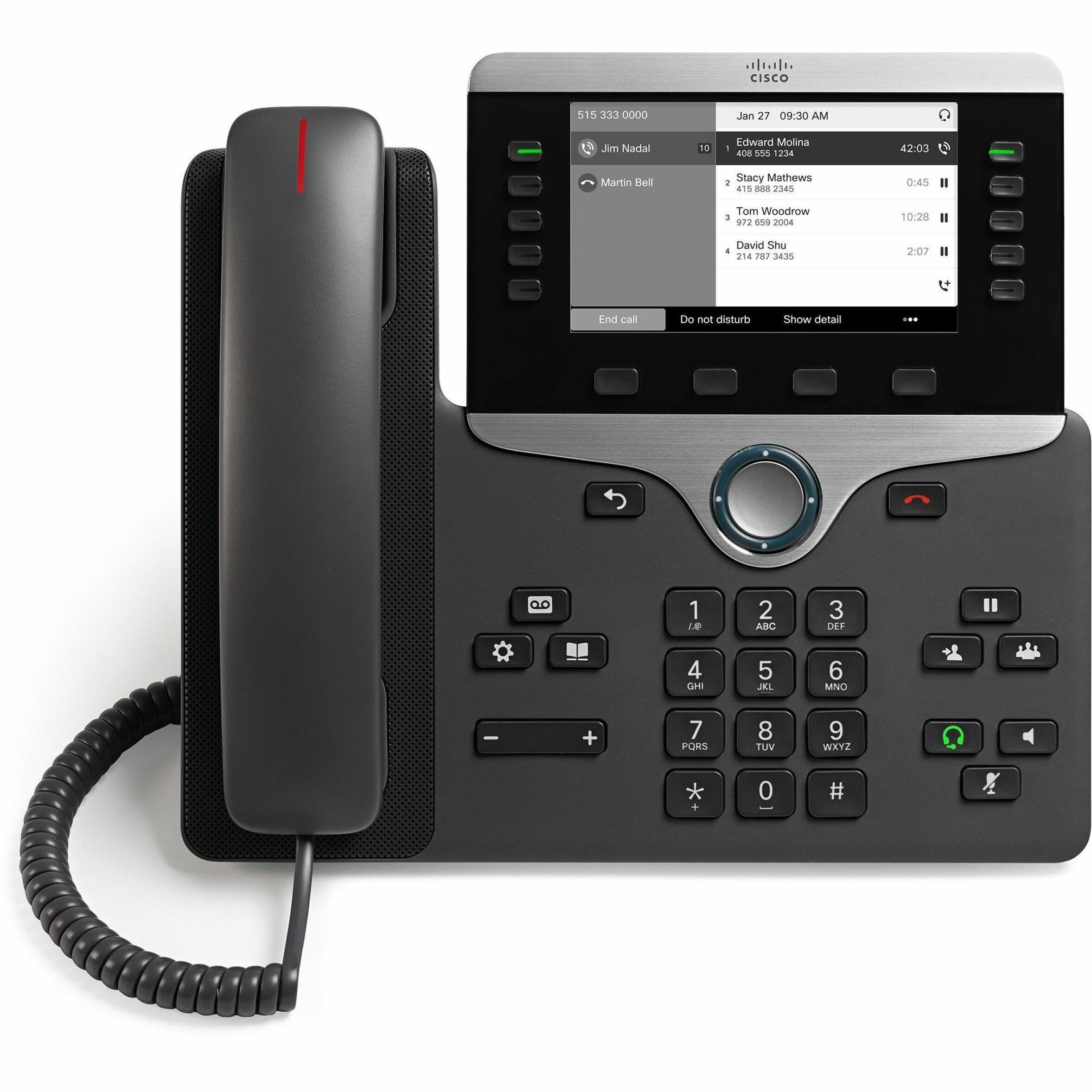 Cisco 8811 IP Phone - Corded - Corded - Wall Mountable, Tabletop - Charcoal - 5 x Total Line - VoIP - 2 x Network (RJ-45) - PoE Ports