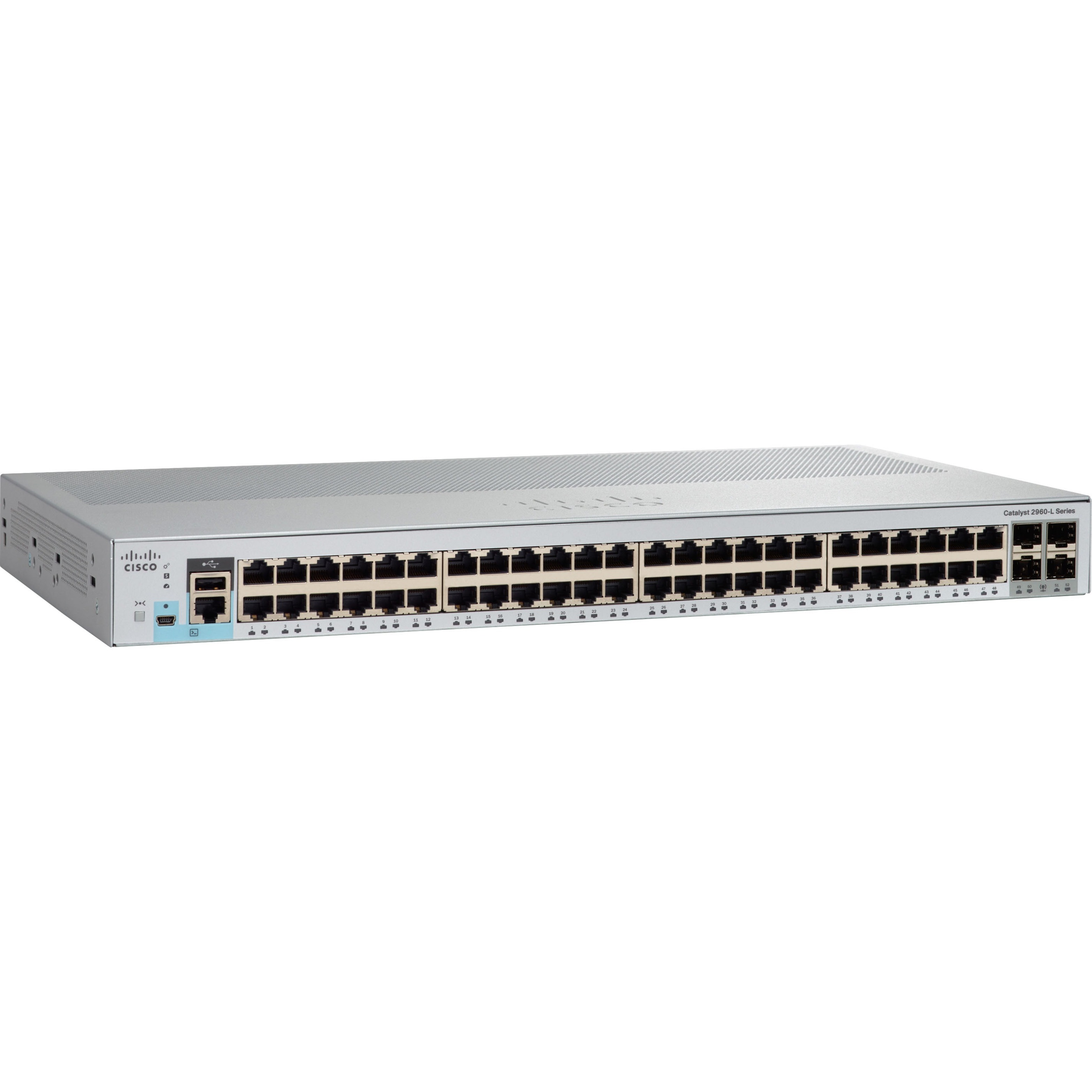 Cisco Catalyst WS-C2960L-48TS-LL Ethernet Switch - 48 Ports - Manageable - Gigabit Ethernet - 1000Base-X, 10/100/1000Base-TX - 4 Layer Supported - Modular - 4 SFP Slots - Optical Fiber, Twisted Pair