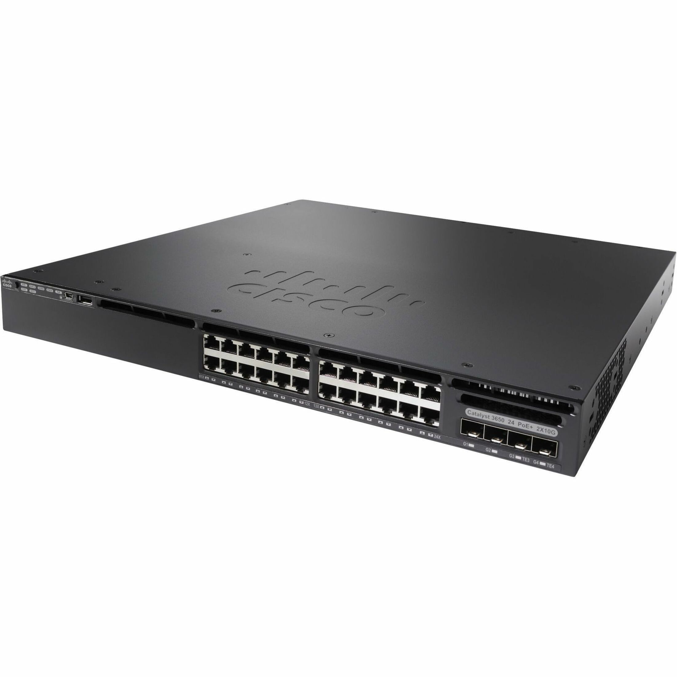 Cisco Catalyst 3650 Ethernet Switch - 24 Ports - Manageable - Gigabit Ethernet, 10 Gigabit Ethernet - 2 Layer Supported - 390 W PoE Budget - Optical Fiber, Twisted Pair - 1U - Desktop, Rack-mountable 