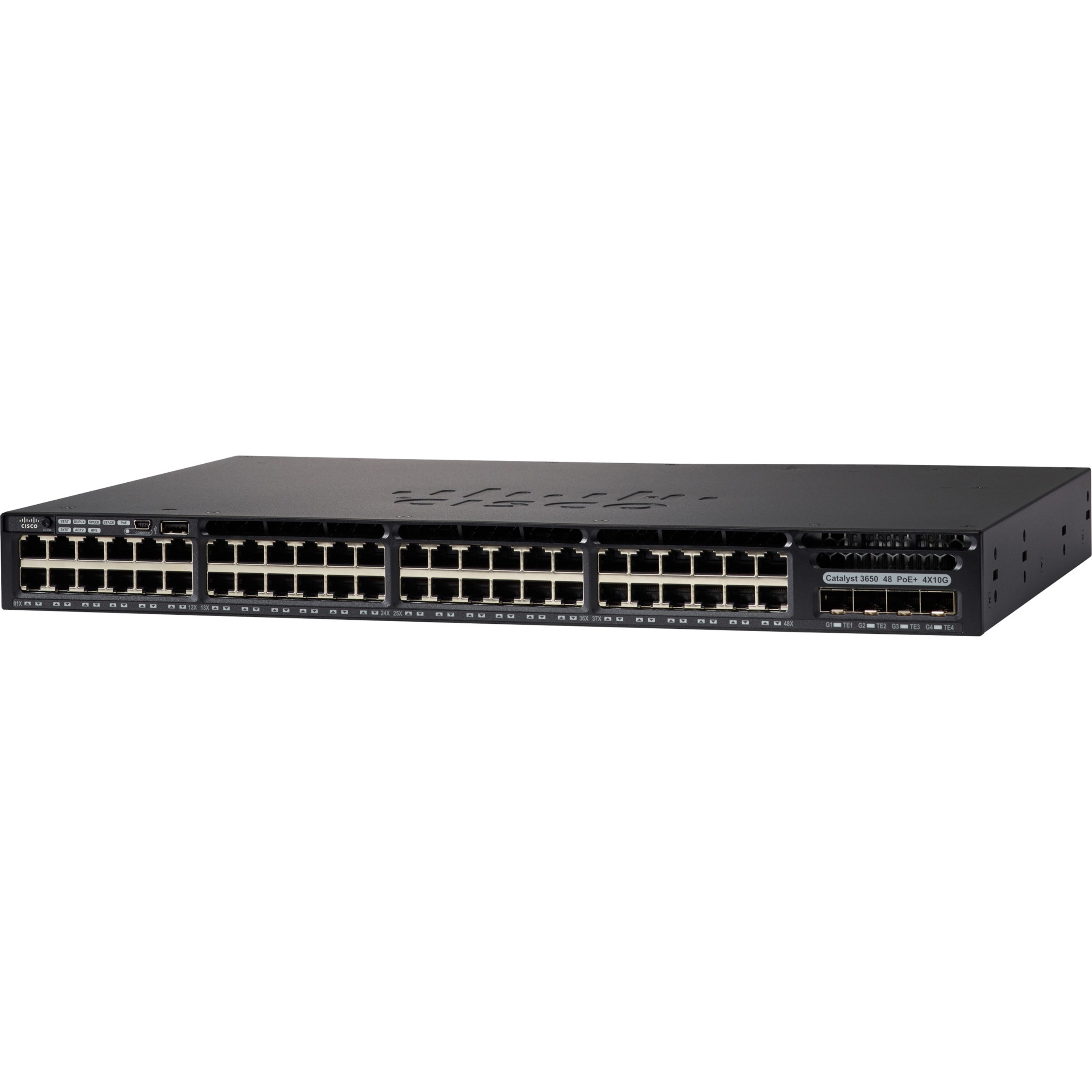 Cisco Catalyst 3650 Ethernet Switch - 48 Ports - Manageable - Gigabit Ethernet, 10 Gigabit Ethernet - 1000Base-T, 10GBase-X - 3 Layer Supported - Twisted Pair, Optical Fiber - 1U - Rack-mountable - Li