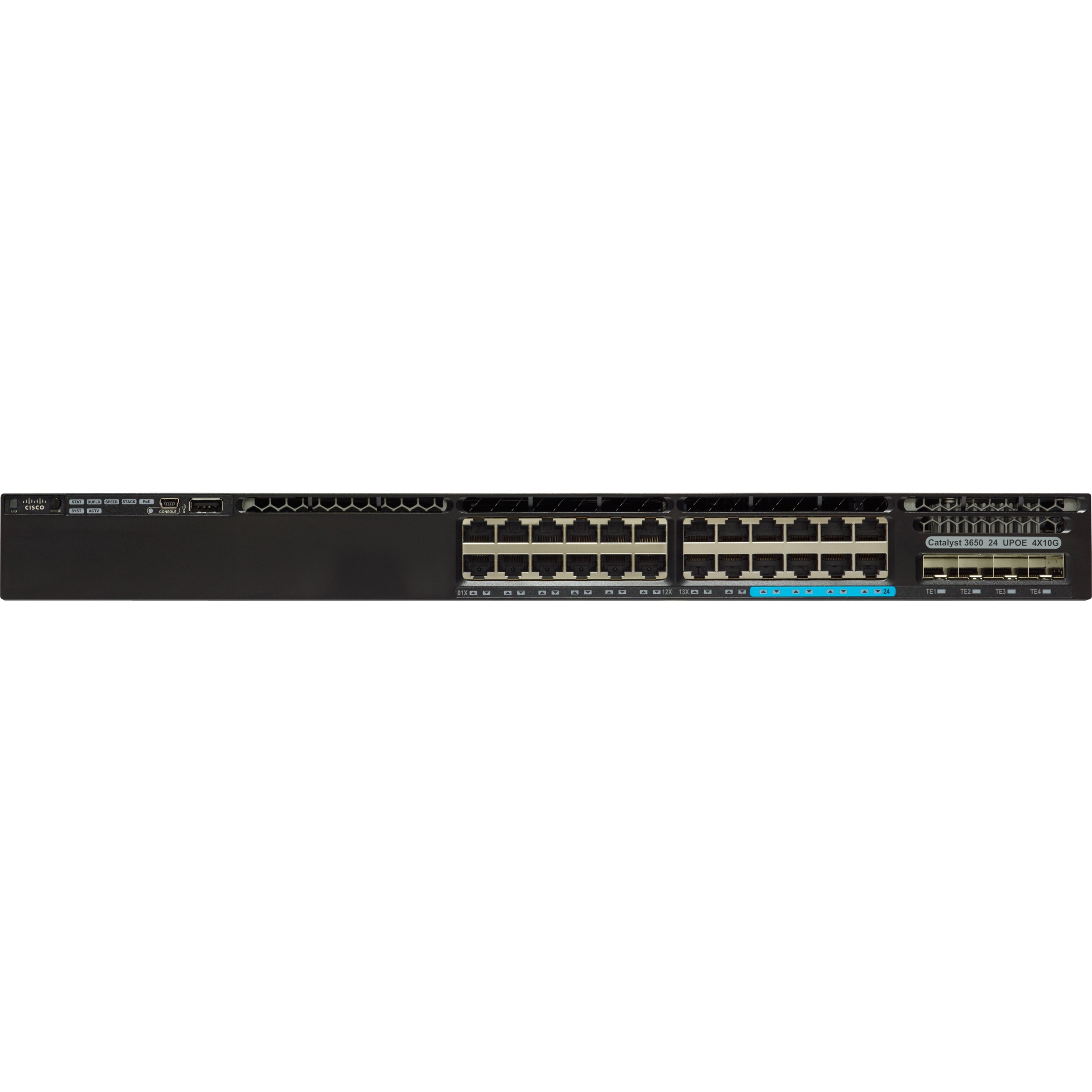 Cisco Catalyst 3650-24T Layer 3 Switch - 24 Ports - Manageable - 10 Gigabit Ethernet, Gigabit Ethernet - 10/100/1000Base-T, 10GBase-X - Refurbished - 4 Layer Supported - Modular - Twisted Pair, Optica