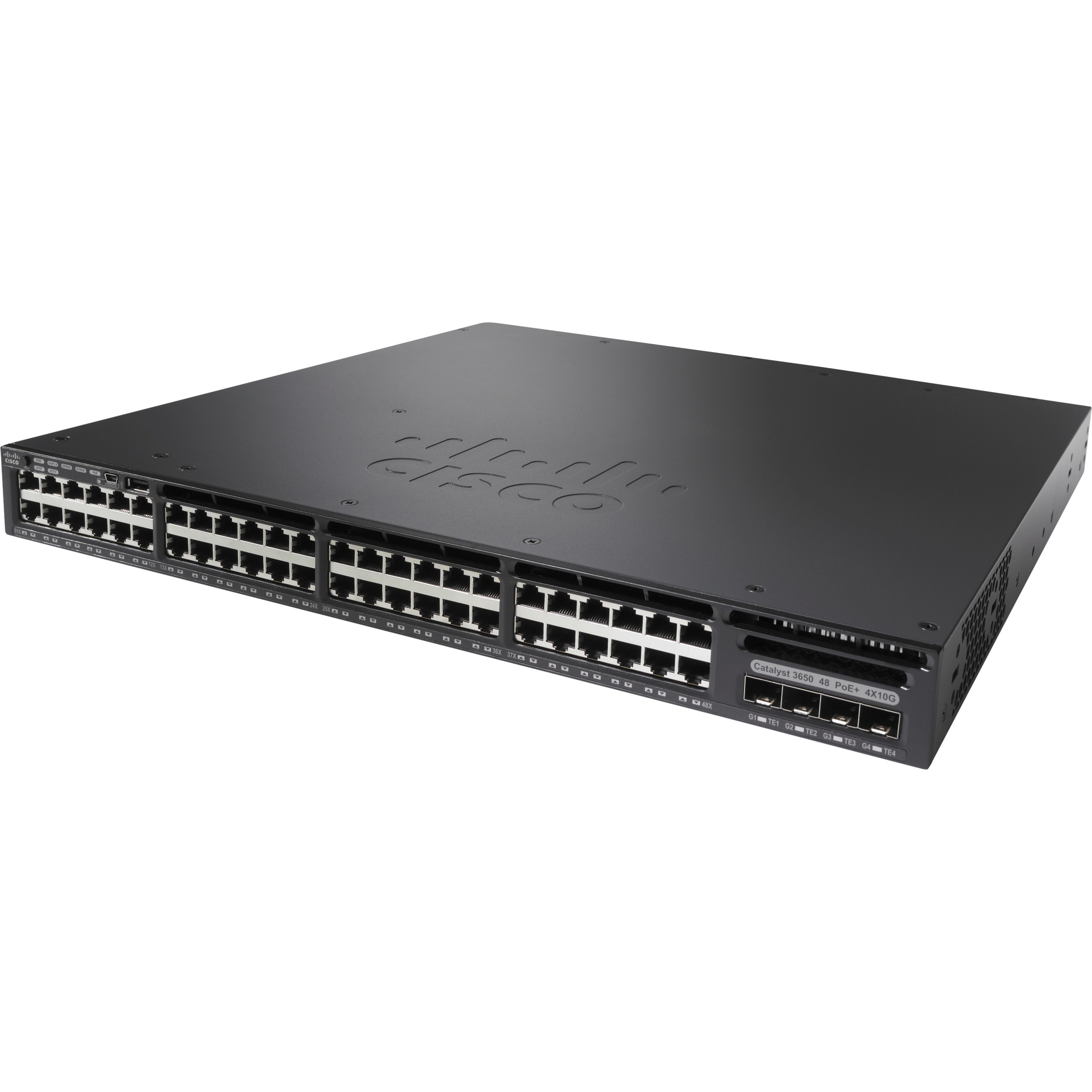 Cisco Catalyst 3650-48T Layer 3 Switch - 48 Ports - Manageable - 10/100/1000Base-T - Refurbished - 4 Layer Supported - 1U - Rack-mountable, Desktop