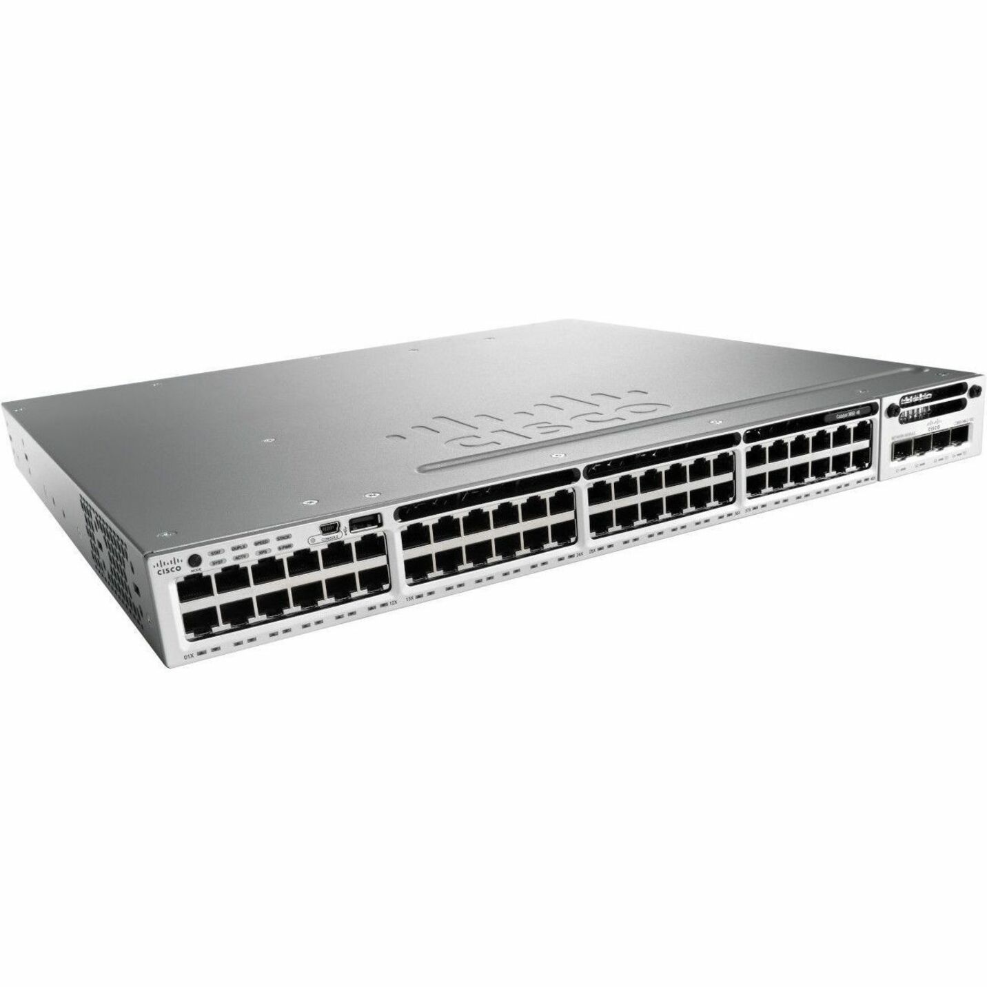 Cisco Catalyst 3850 Ethernet Switch - 48 Ports - Manageable - Gigabit Ethernet - 10/100/1000Base-T - 3 Layer Supported - 435 W PoE Budget - Twisted Pair - PoE Ports - 1U - Rack-mountable, Desktop - 3 