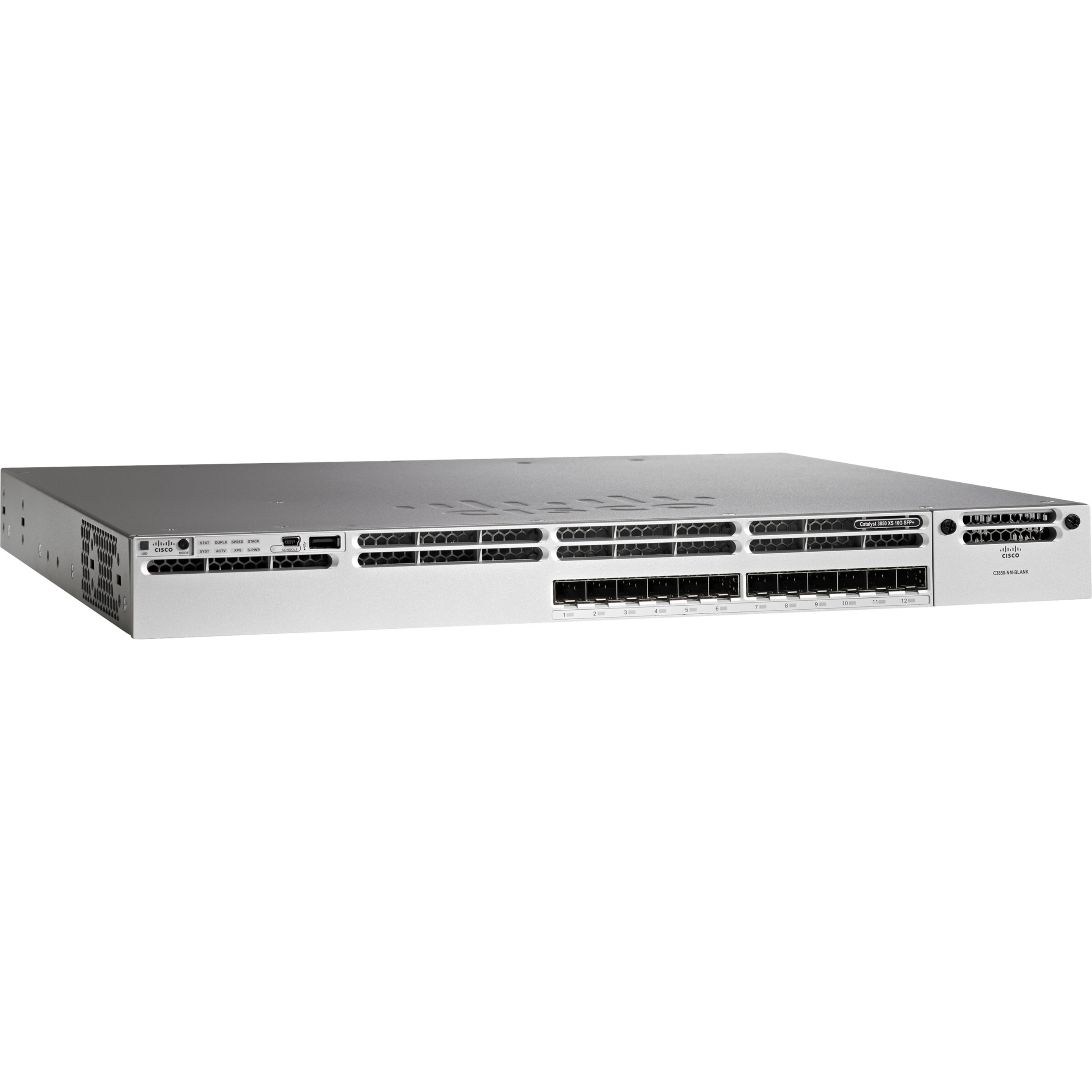 Cisco Catalyst WS-C3850-12XS Ethernet Switch - Manageable - 10 Gigabit Ethernet - 10GBase-X - Refurbished - 3 Layer Supported - Optical Fiber - 1U - Rack-mountable