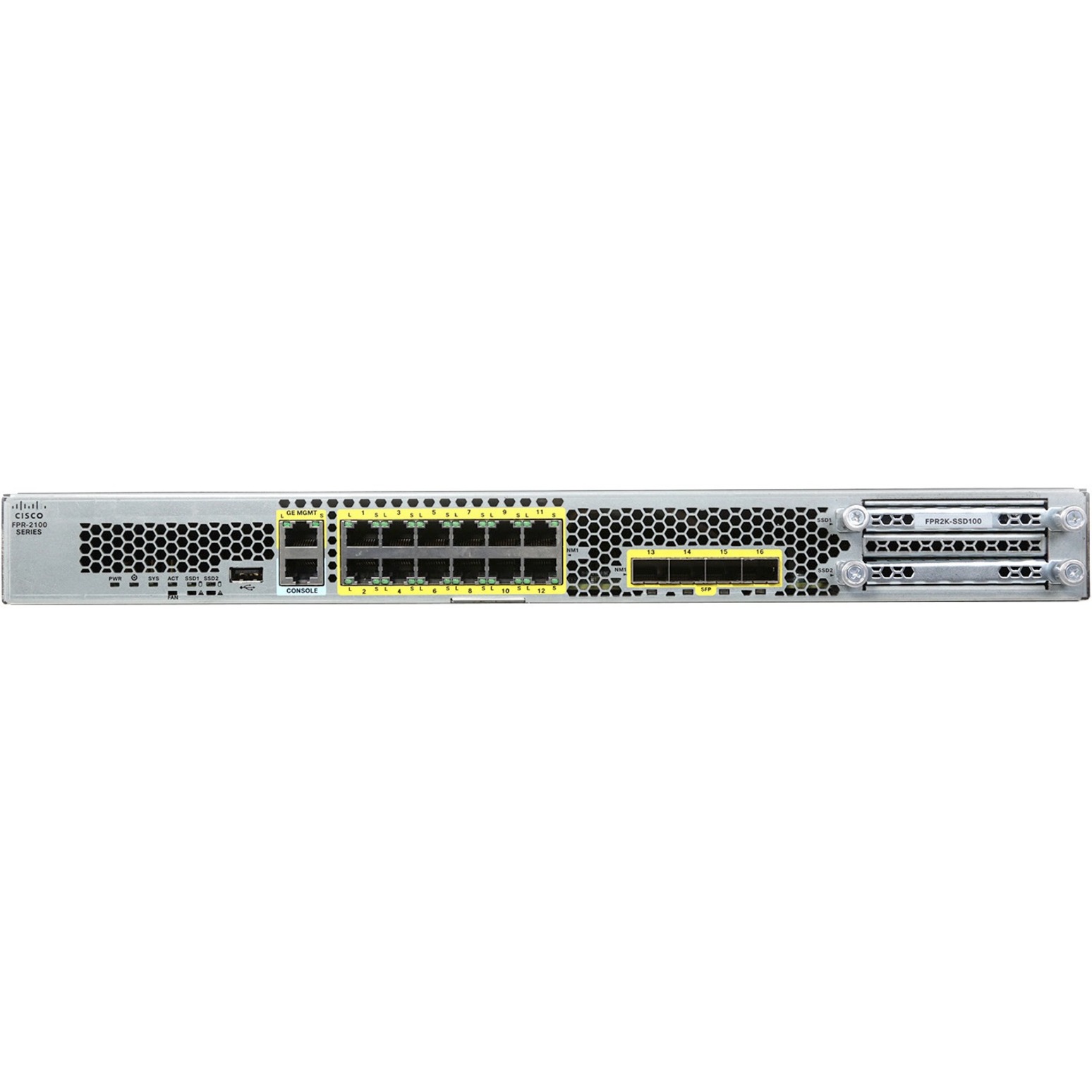 Cisco Firepower 2110 NGFW Appliance, 1RU - 12 Port - 1000Base-X, 10/100/1000Base-T - Gigabit Ethernet - 12 x RJ-45 - 4 Total Expansion Slots - 1U - Rack-mountable