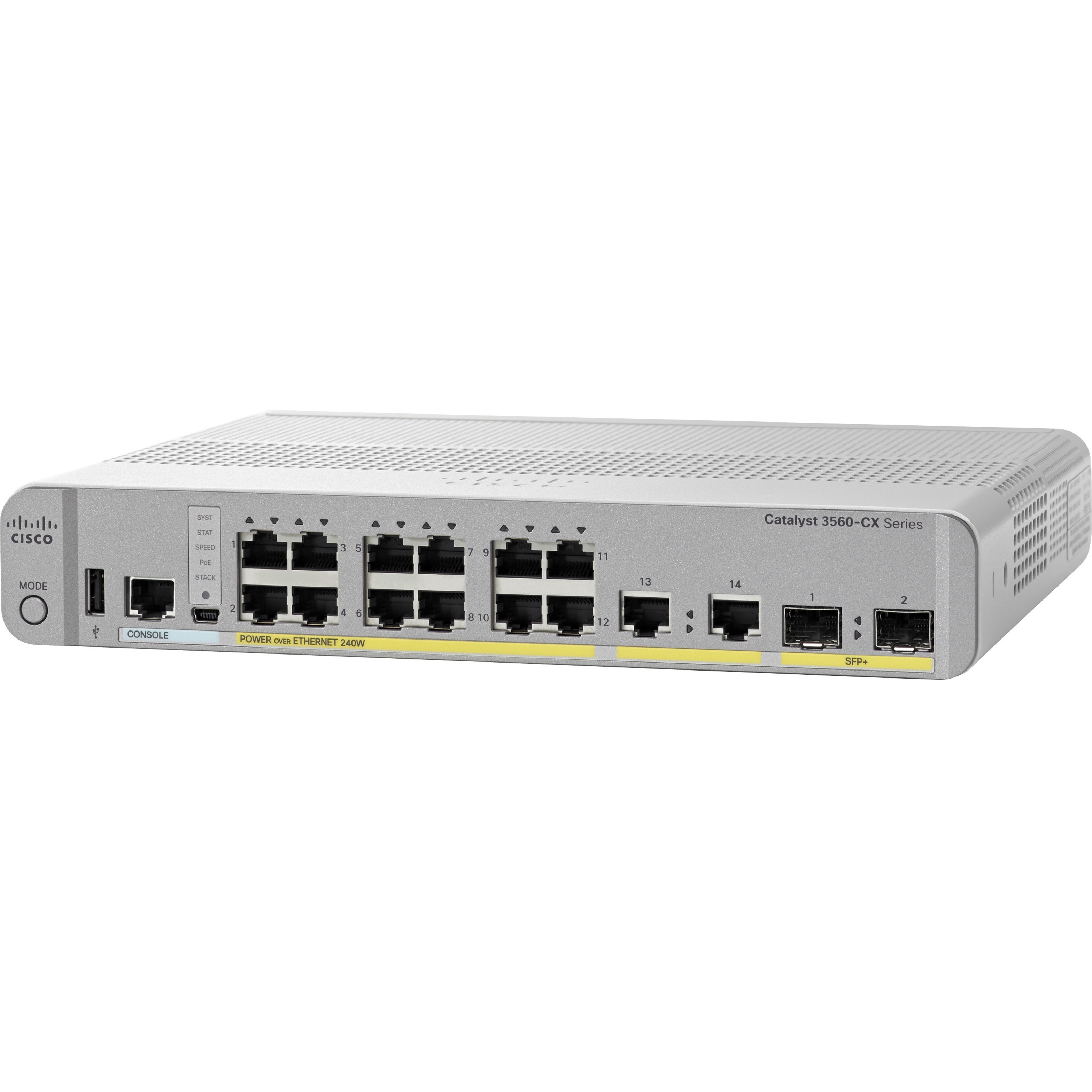 Cisco 3560CX-12PD-S Layer 3 Switch - 12 Ports - Manageable - 10/100/1000Base-T, 1000Base-X - Refurbished - 3 Layer Supported - 2 SFP Slots - Desktop, Rack-mountable, Rail-mountable