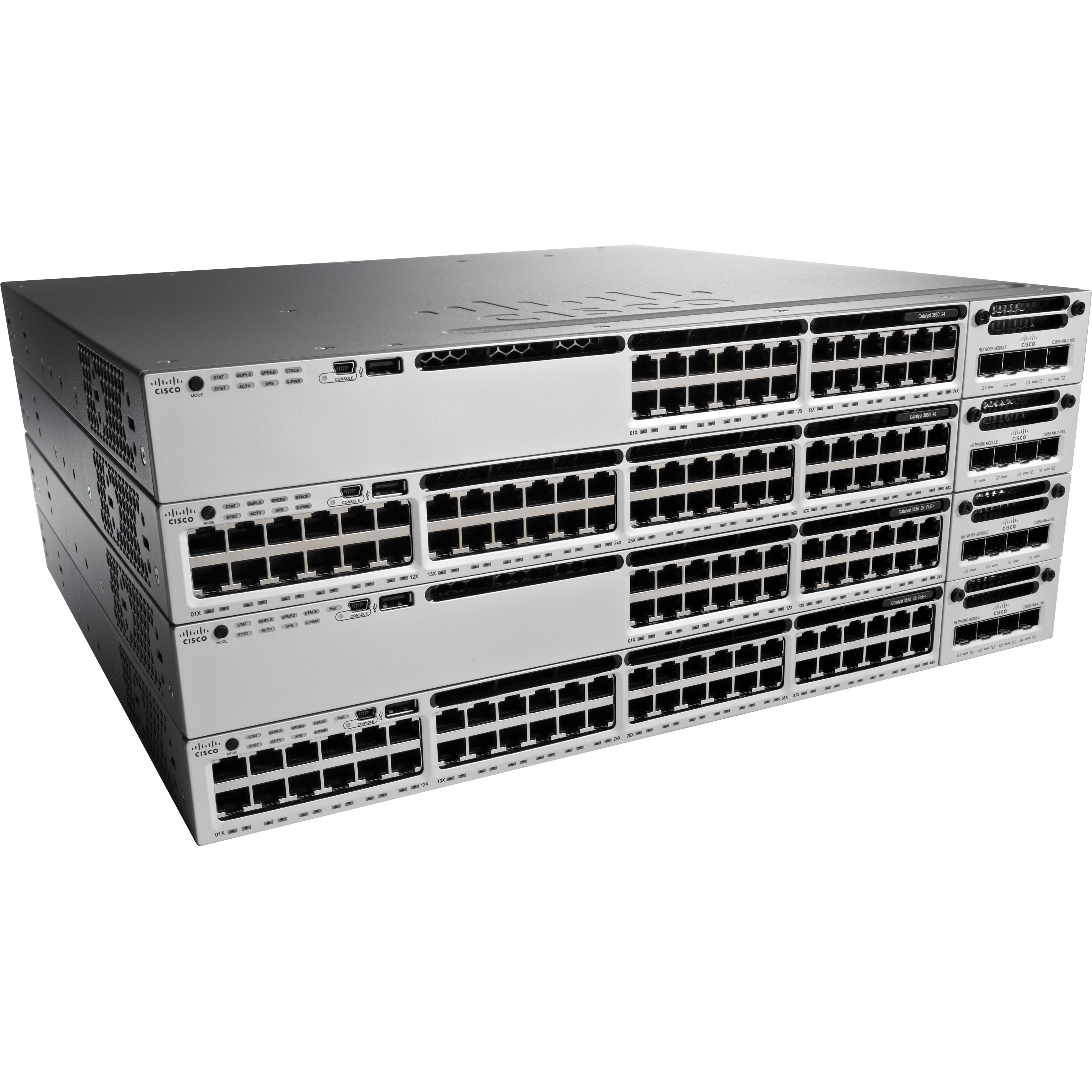 Cisco Catalyst WS-C3850-12XS Layer 3 Switch - Manageable - 10 Gigabit Ethernet - 10GBase-X - Refurbished - 3 Layer Supported - Optical Fiber - 1U - Rack-mountable - Lifetime Limited Warranty