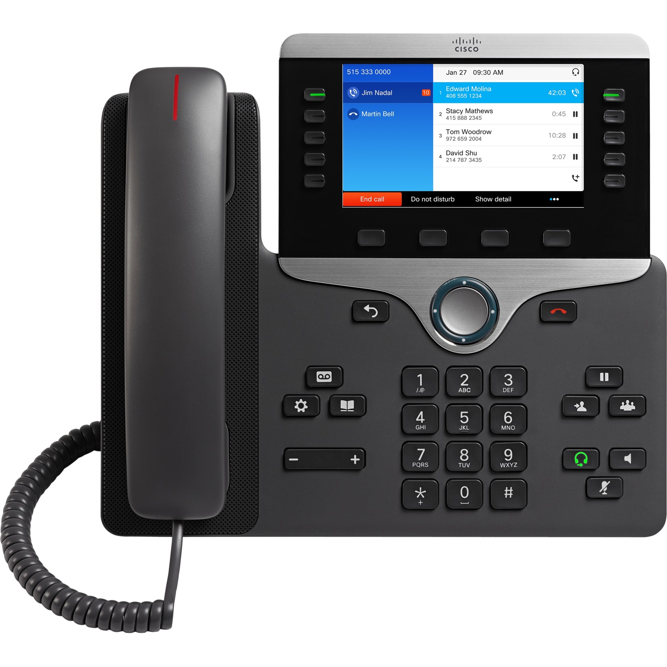 Cisco 8841 IP Phone - Wall Mountable - Black - VoIP - 2 x Network (RJ-45) - PoE Ports