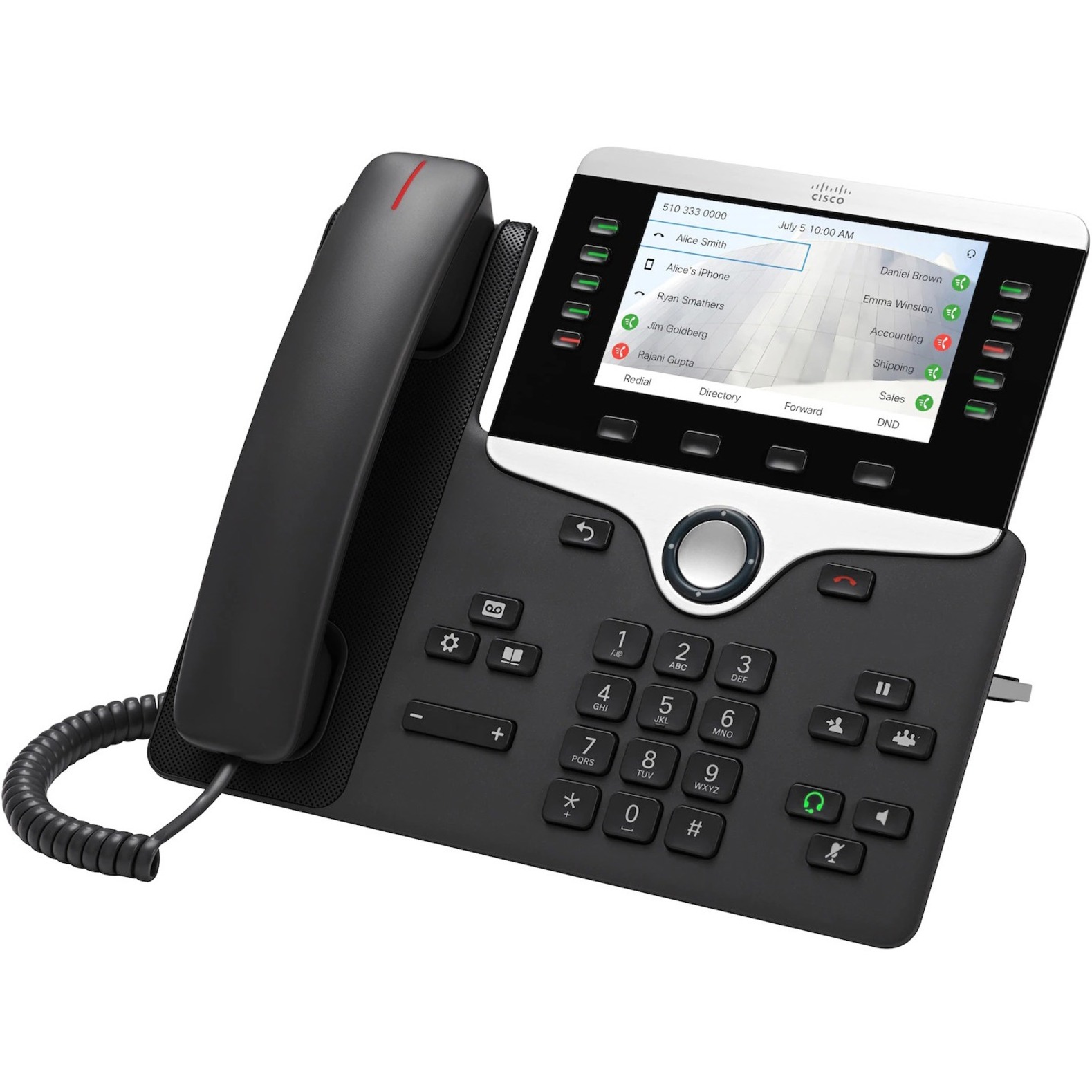 Cisco 8841 IP Phone - Wall Mountable - Black - VoIP - Unified Communications Manager, Unified Communications Manager Express, User Connect License - 2 x Network (RJ-45) - PoE Ports