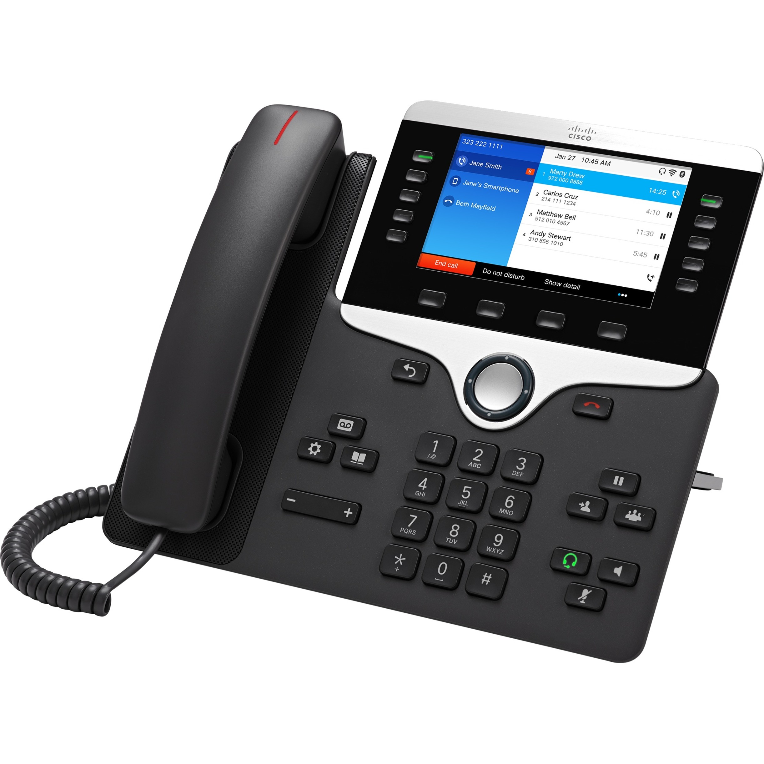 Cisco 8861 IP Phone - Corded - Corded - Wall Mountable, Desktop - 10 x Total Line - VoIP - 5" - Enhanced User Connect License, Unified Communications Manager Express - 2 x Network (RJ-45) - PoE Ports