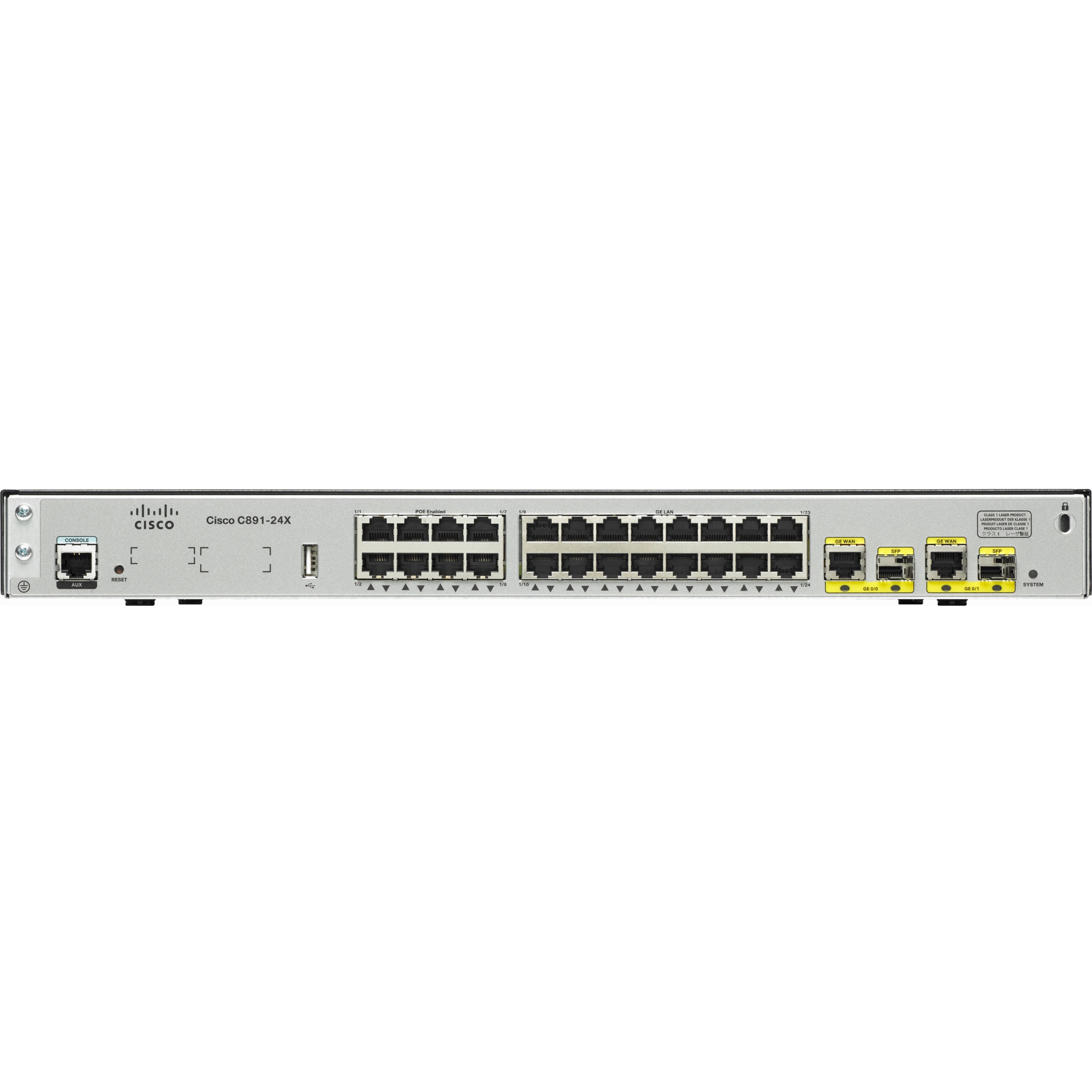 Cisco 891 Gigabit Ethernet Security Router with SFP and 24-ports Ethernet Switch - Refurbished - 26 Ports - Management Port - 2 - Gigabit Ethernet - Desktop, Rack-mountable - 1 Year