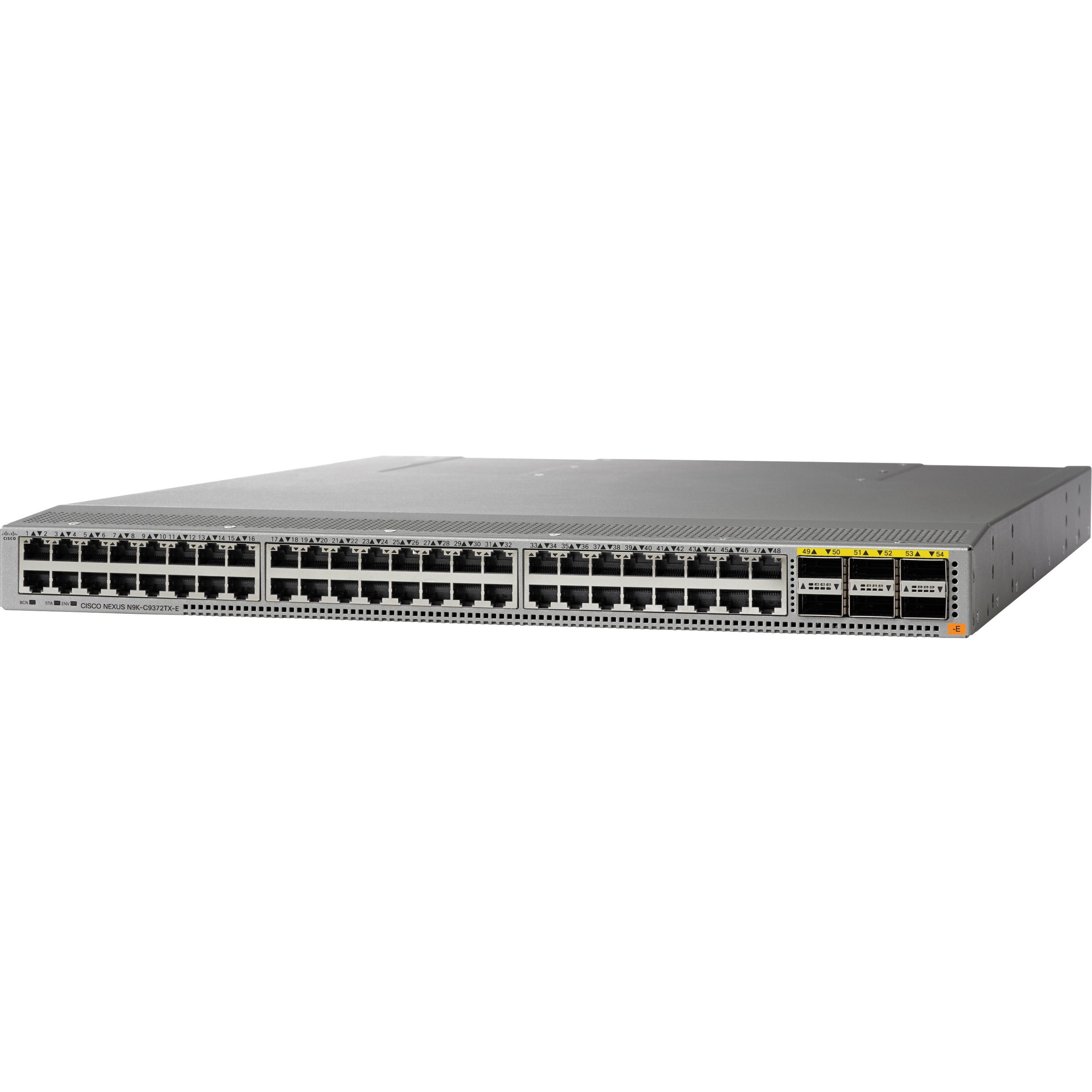 Cisco Nexus 9372TX-E Layer 3 Switch - 48 Ports - Manageable - 10 Gigabit Ethernet, 40 Gigabit Ethernet - 10/100/1000Base-TX, 40GBase-X - Refurbished - 4 Layer Supported - Modular - Optical Fiber, Twis