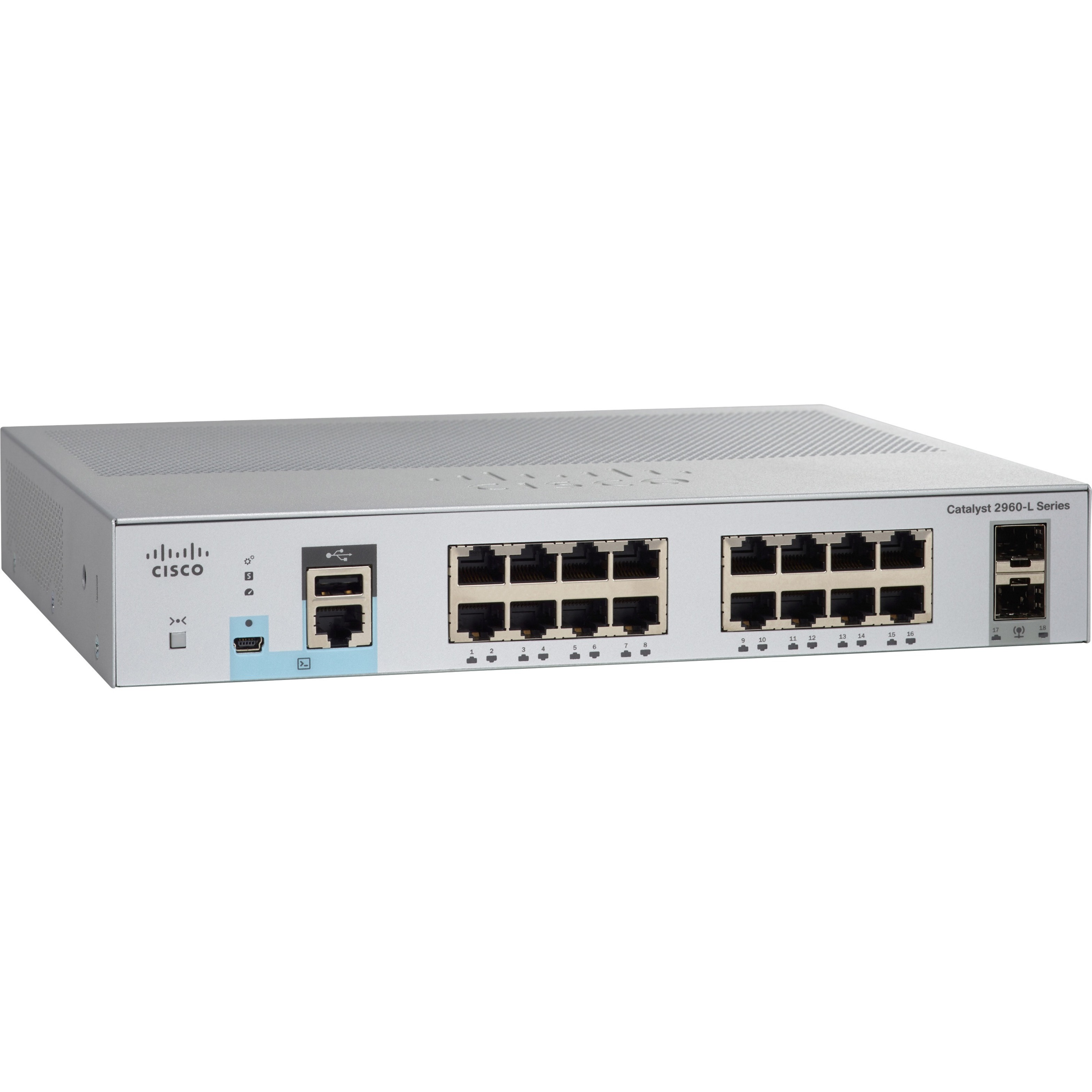 Cisco Catalyst WS-C2960L-16TS-LL Ethernet Switch - 16 Ports - Manageable - Gigabit Ethernet - 1000Base-X, 10/100/1000Base-TX - Refurbished - 4 Layer Supported - Modular - 2 SFP Slots - Optical Fiber, 