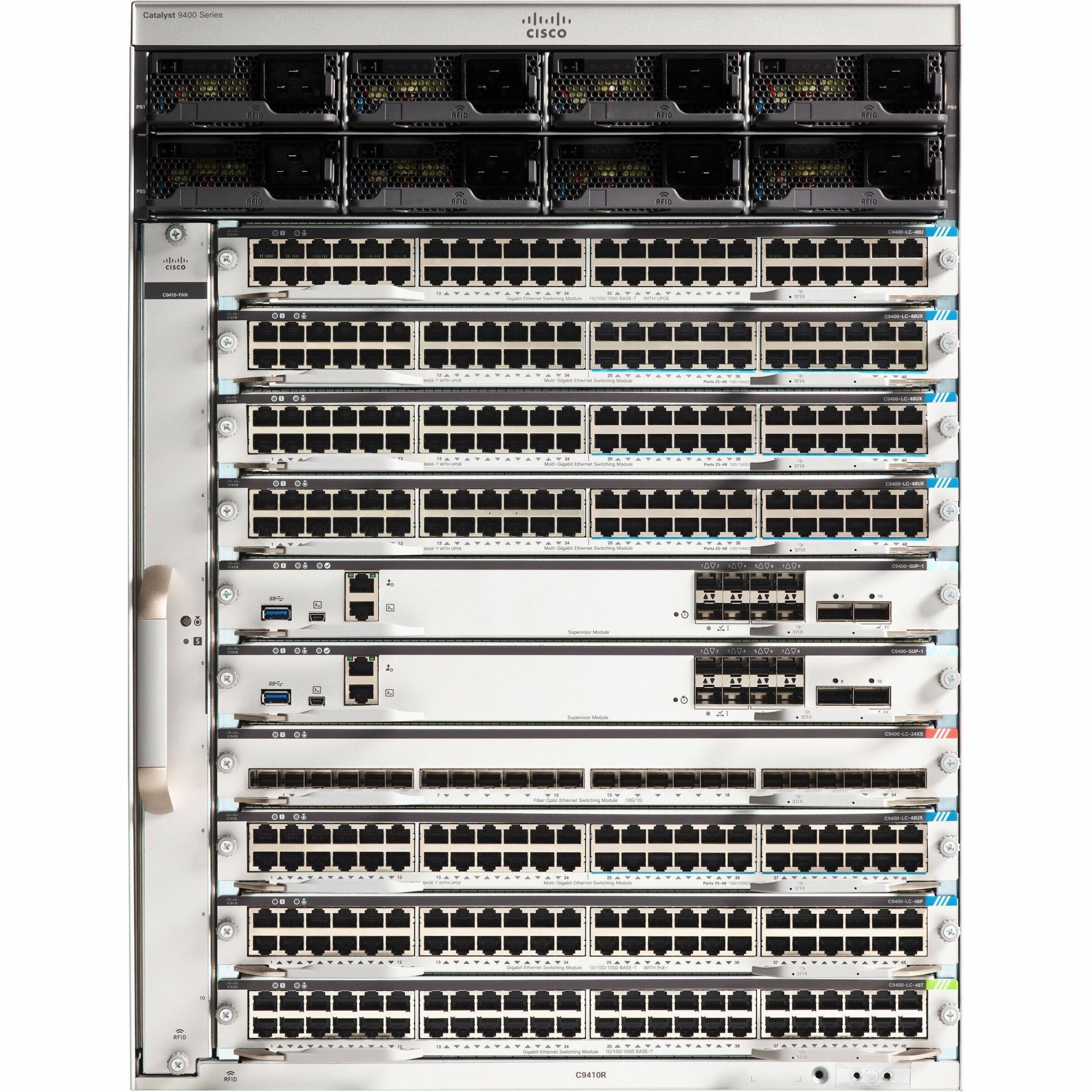 Cisco Catalyst C9410R Chassis - 3 Layer Supported - Modular - 13U - Rack-mountable - Lifetime Limited Warranty