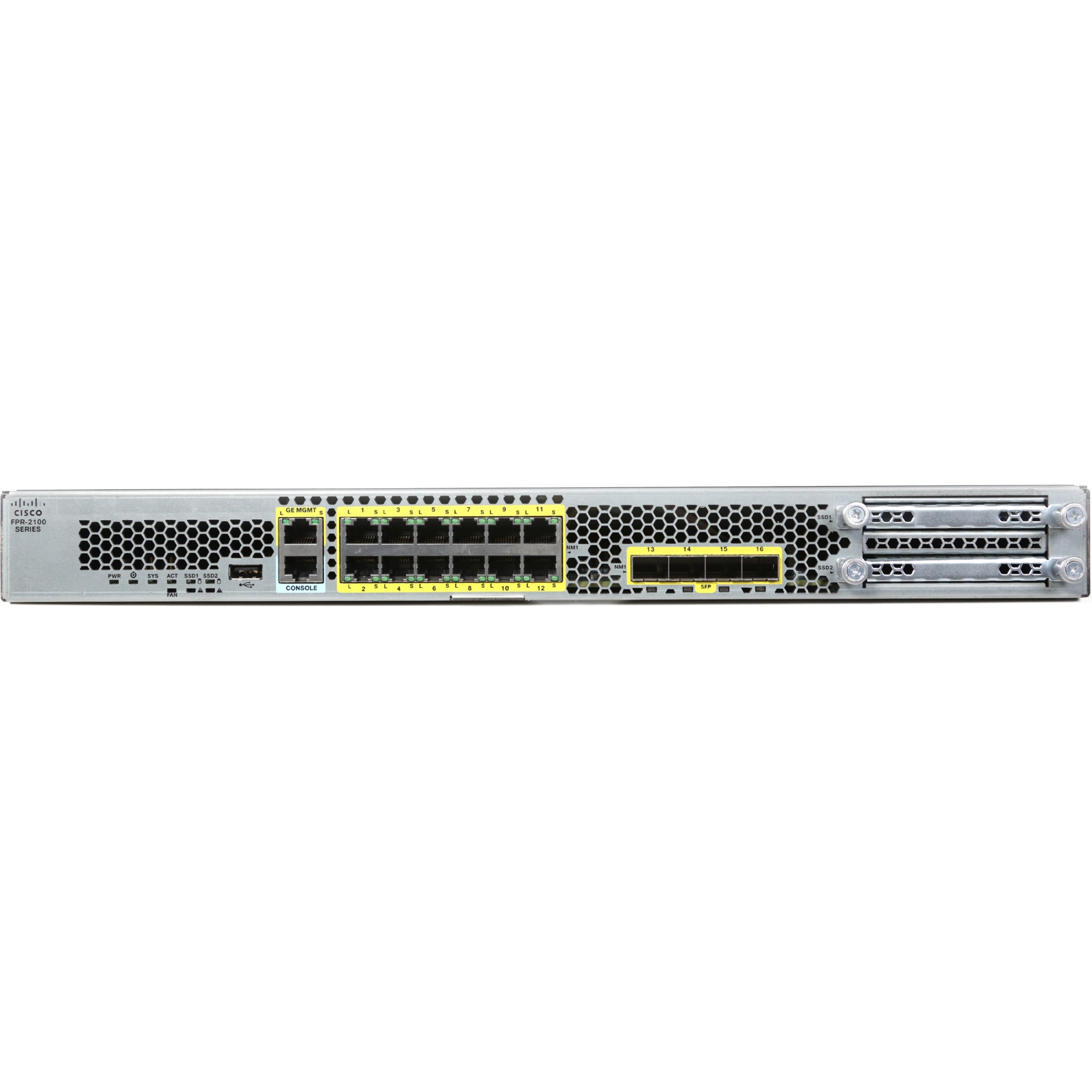 Cisco Firepower 2110 Network Security/Firewall Appliance - 12 Port - 1000Base-T, 1000Base-X - Gigabit Ethernet - 3 Gbit/s Firewall Throughput - 1500 VPN - 12 x RJ-45 - 4 Total Expansion Slots - 60 Hz,
