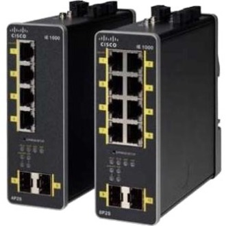 Cisco IE 1000-8P2S-LM Industrial Ethernet Switch - 8 Ports - Manageable - Gigabit Ethernet, Fast Ethernet - 1000Base-X, 10/100Base-TX - Refurbished - 2 Layer Supported - Modular - 2 SFP Slots - Twiste