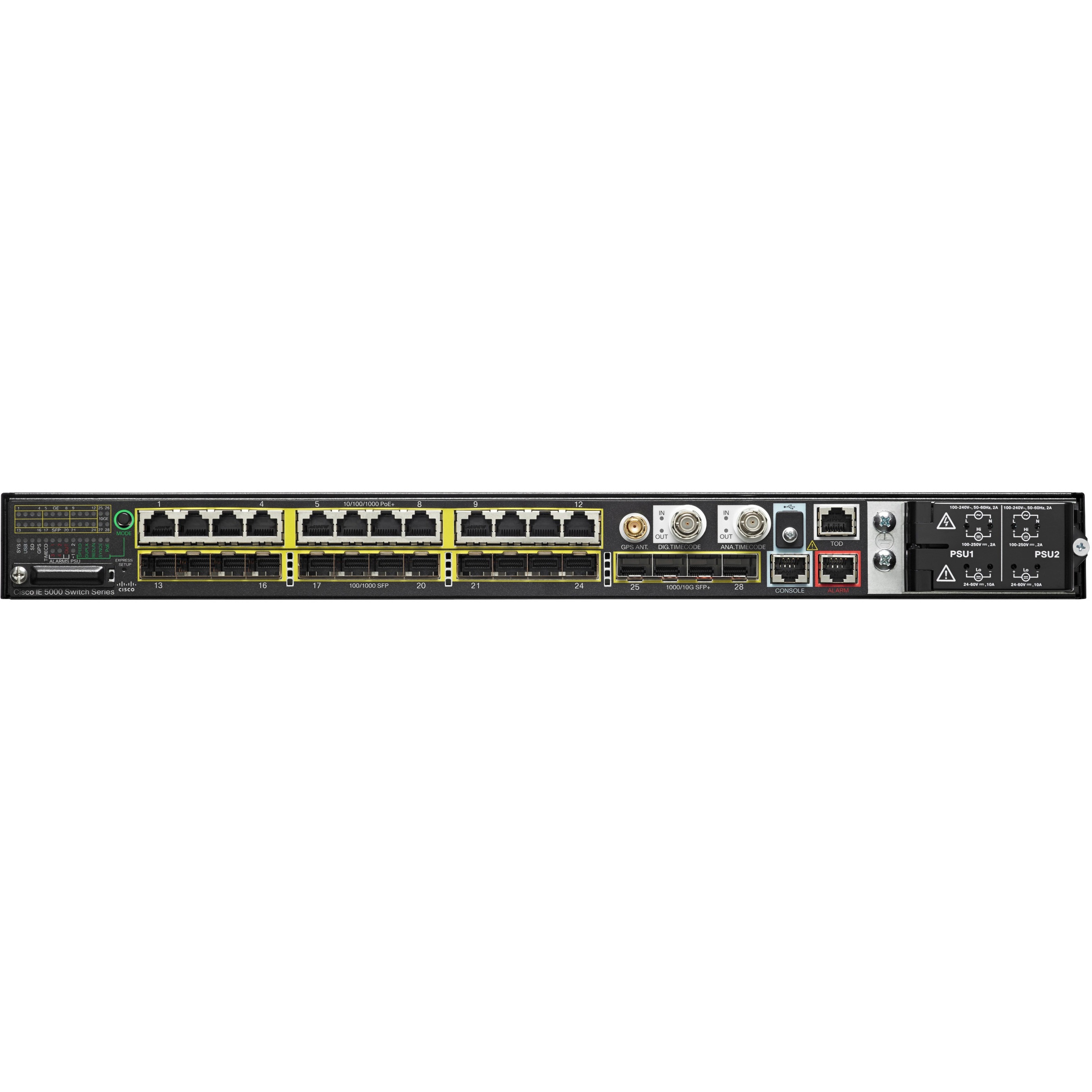 Cisco IE-5000-12S12P-10G Ethernet Switch - 12 Ports - Manageable - Gigabit Ethernet, 10 Gigabit Ethernet - 10/100/1000Base-TX, 1000Base-X, 10GBase-X - Refurbished - 3 Layer Supported - 12 SFP Slots - 