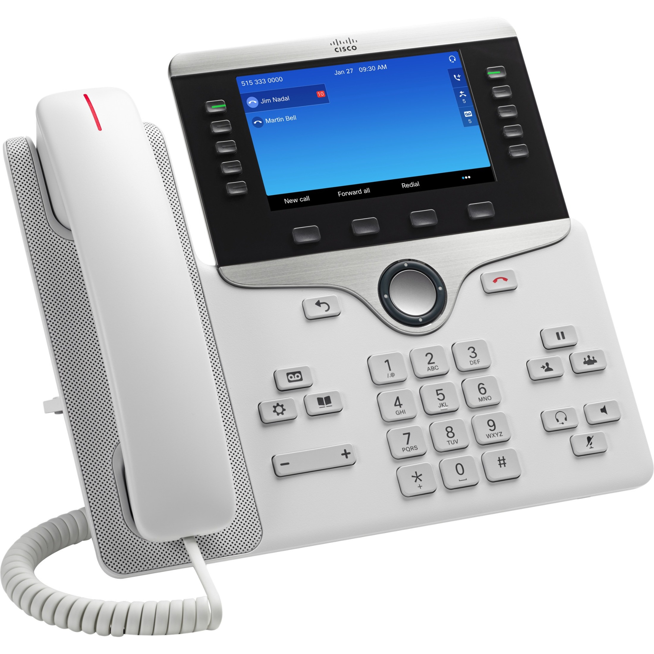 Cisco 8841 IP Phone - Refurbished - Corded - Corded - Wall Mountable - White - VoIP - Unified Communications Manager, Unified Communications Manager Express, User Connect License - 2 x Network (RJ-45)