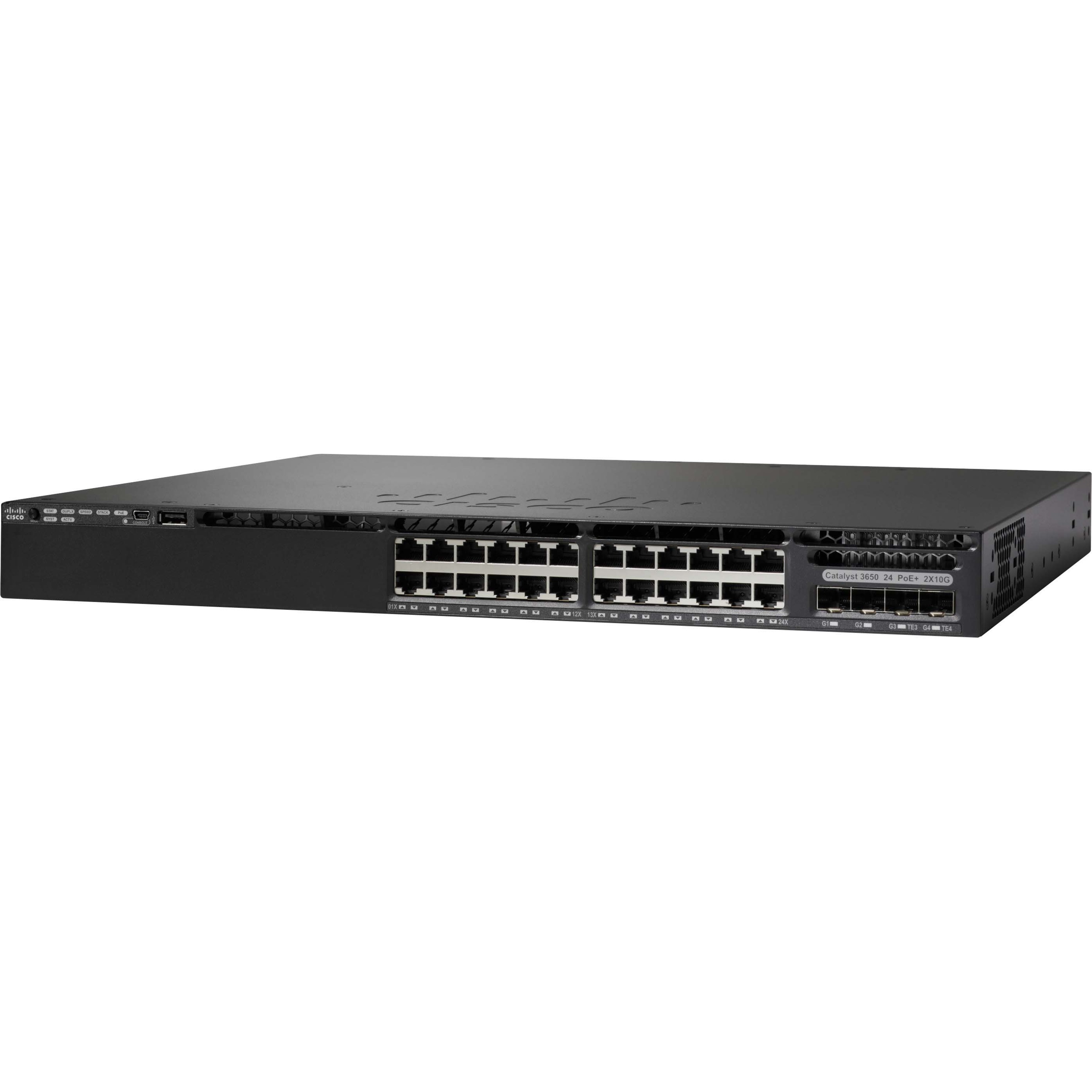 Cisco Catalyst 3650-24PDM-L Layer 3 Switch - 24 Ports - Manageable - Gigabit Ethernet, 10 Gigabit Ethernet - 10/100/1000Base-TX, 10GBase-X - Refurbished - 4 Layer Supported - Modular - 2 SFP Slots - T