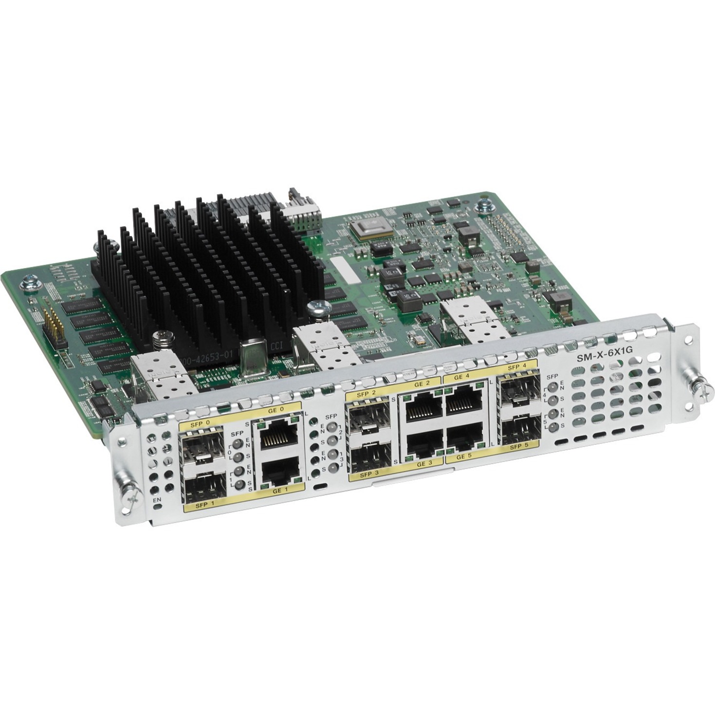 Cisco 6-Port Gigabit Ethernet, Dual-mode GE/SFP, SM-X Module - For Data Networking, Optical Network - 6 x RJ-45 10/100/1000Base-TX LAN - Twisted Pair, Optical FiberGigabit Ethernet - 10/100/1000Base-T