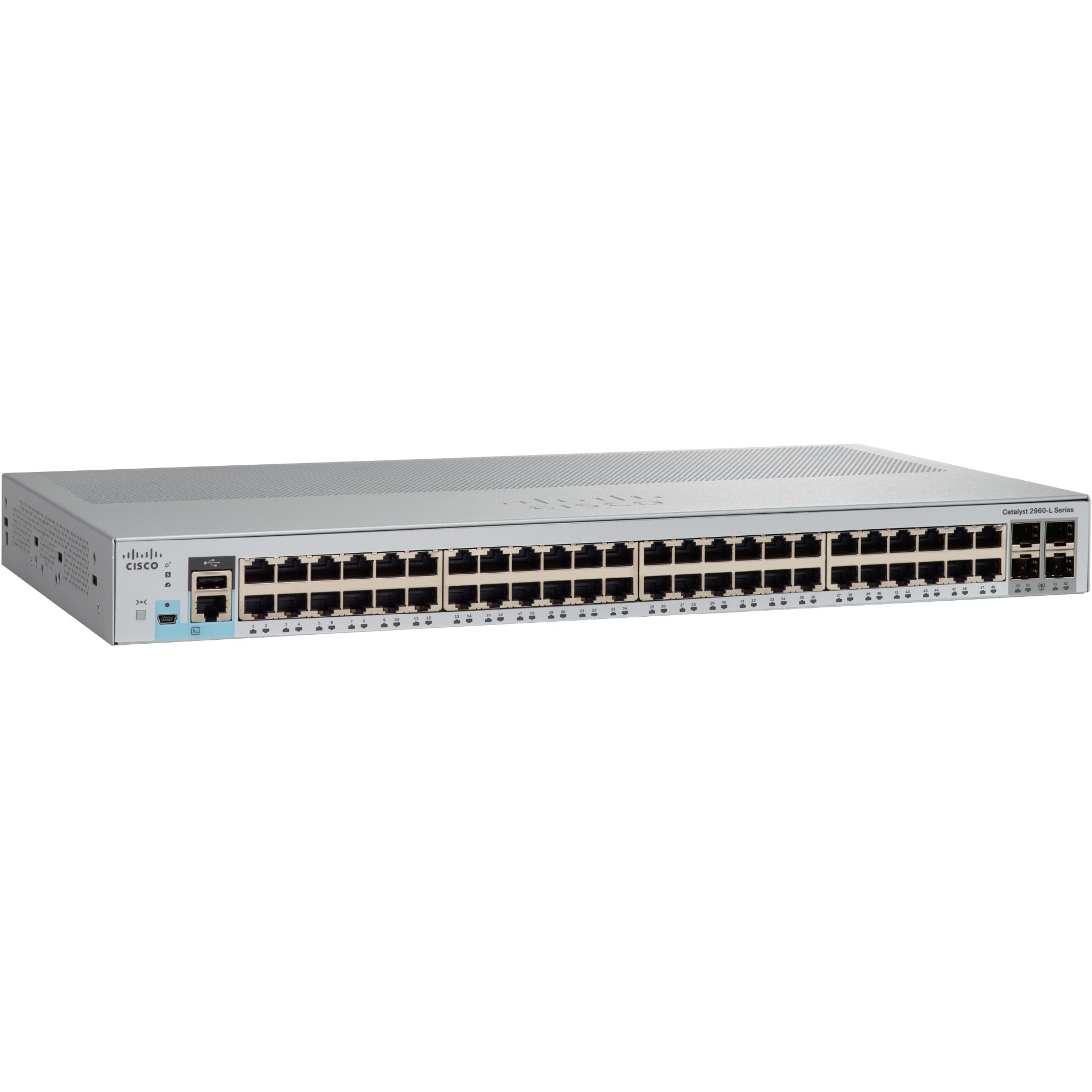Cisco Catalyst WS-C2960L-48TS-LL Ethernet Switch - 48 Ports - Manageable - Gigabit Ethernet - 1000Base-X, 10/100/1000Base-TX - Refurbished - 4 Layer Supported - Modular - 4 SFP Slots - 90 mW Power Con
