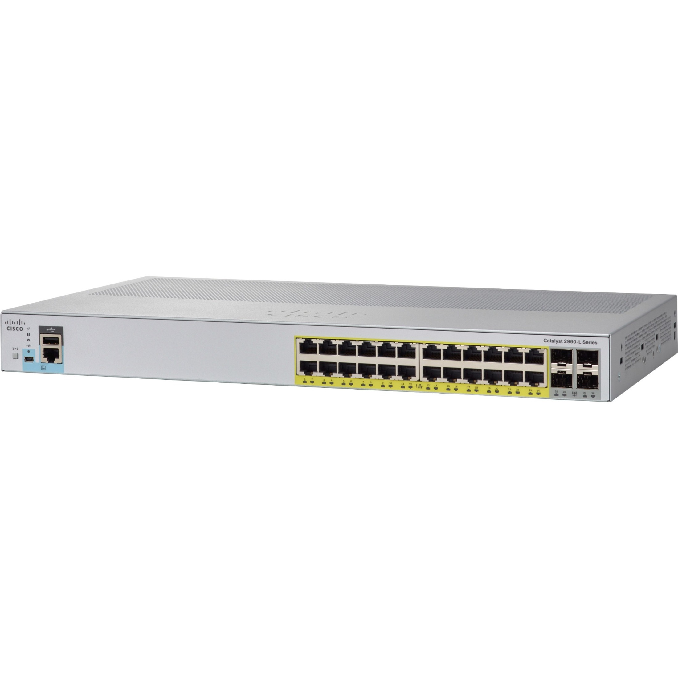 Cisco Catalyst WS-C2960L-24PS-LL Ethernet Switch - 24 Ports - Manageable - Gigabit Ethernet - 10/100/1000Base-T, 1000Base-X - Refurbished - 4 Layer Supported - Modular - 4 SFP Slots - Twisted Pair, Op