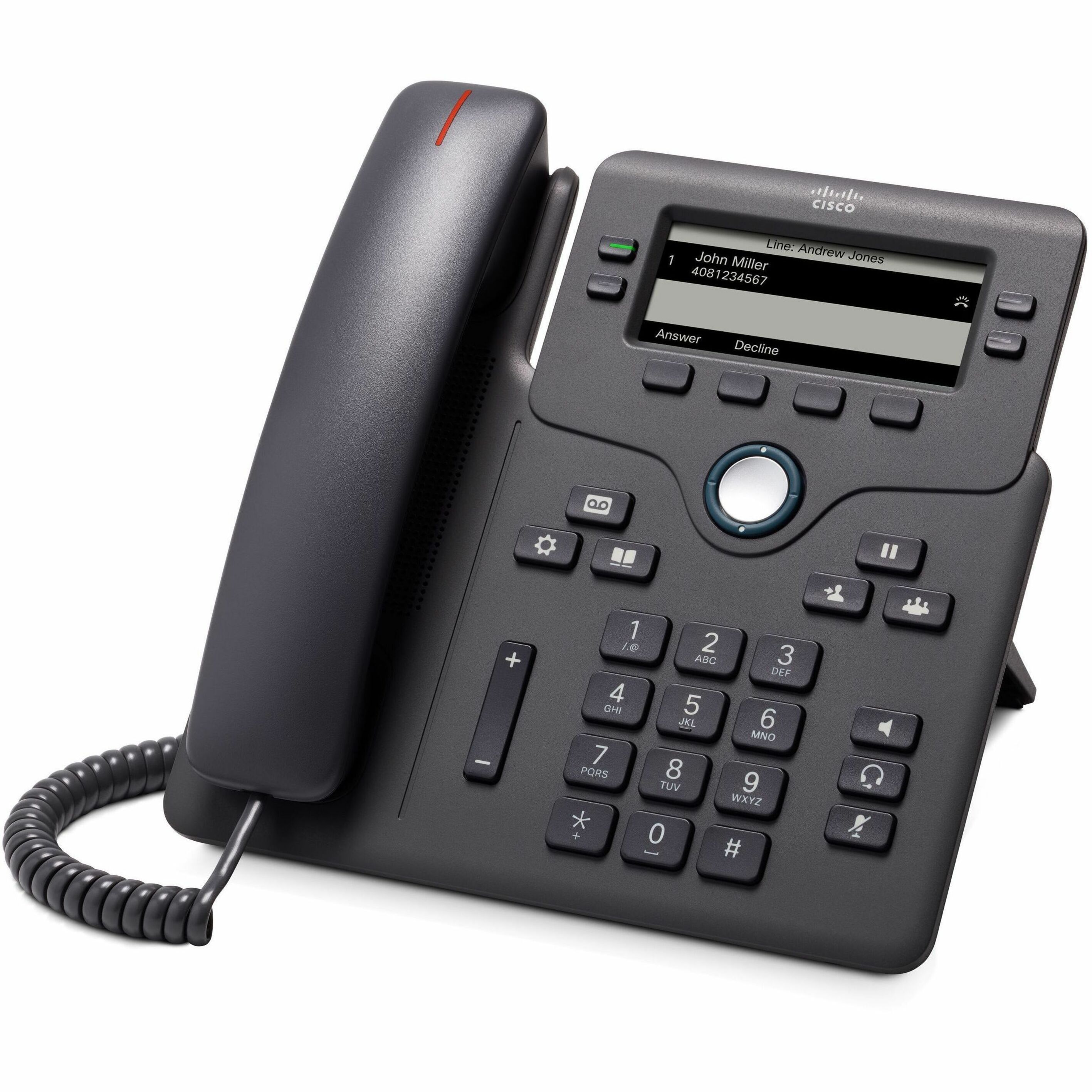 Cisco 6851 IP Phone - Corded - 3 Multiple Conferencing - Wall Mountable, Desktop - Charcoal - 4 x Total Line - VoIP - 3.5" - 2 x Network (RJ-45) - PoE Ports