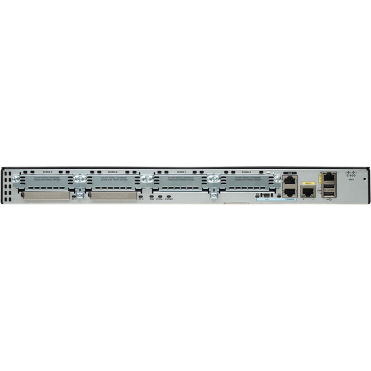 Cisco 2901 Router - Refurbished - 2 Ports - 2 RJ-45 Port(s) - PoE Ports - Management Port - 7 HWIC Slots, PVDM Slots - 2.50 GB - Gigabit Ethernet - 1U - Rack-mountable, Wall Mountable - 90 Year